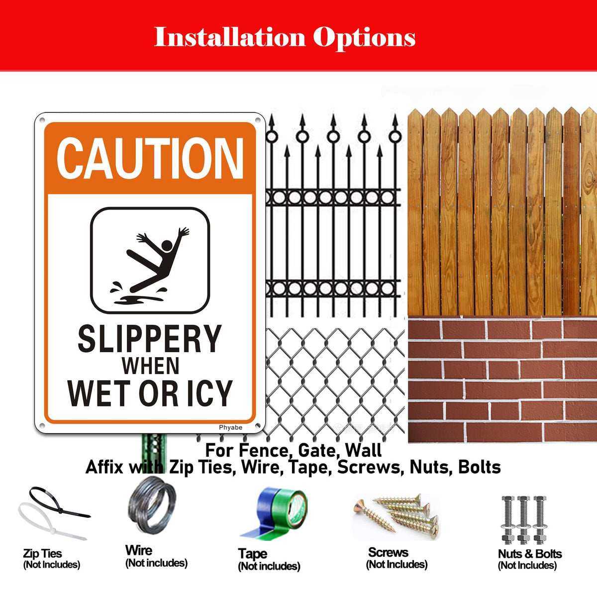 2 Pack Caution Slippery When Wet or Icy Sign (2 Count)