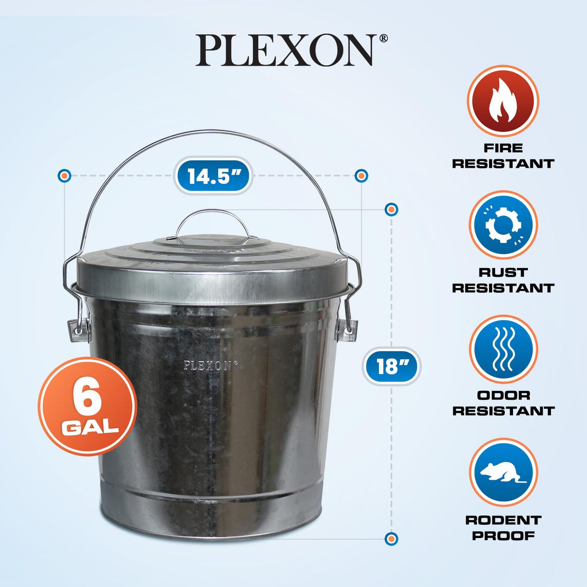 6 Gallon Small Metal Trash Can with Locking Lid Galvanized Metal Bucket with Lid for Poultry Feed Bird Seed Storage Ash Outdoor Garbage Trash Bin 2 Pack