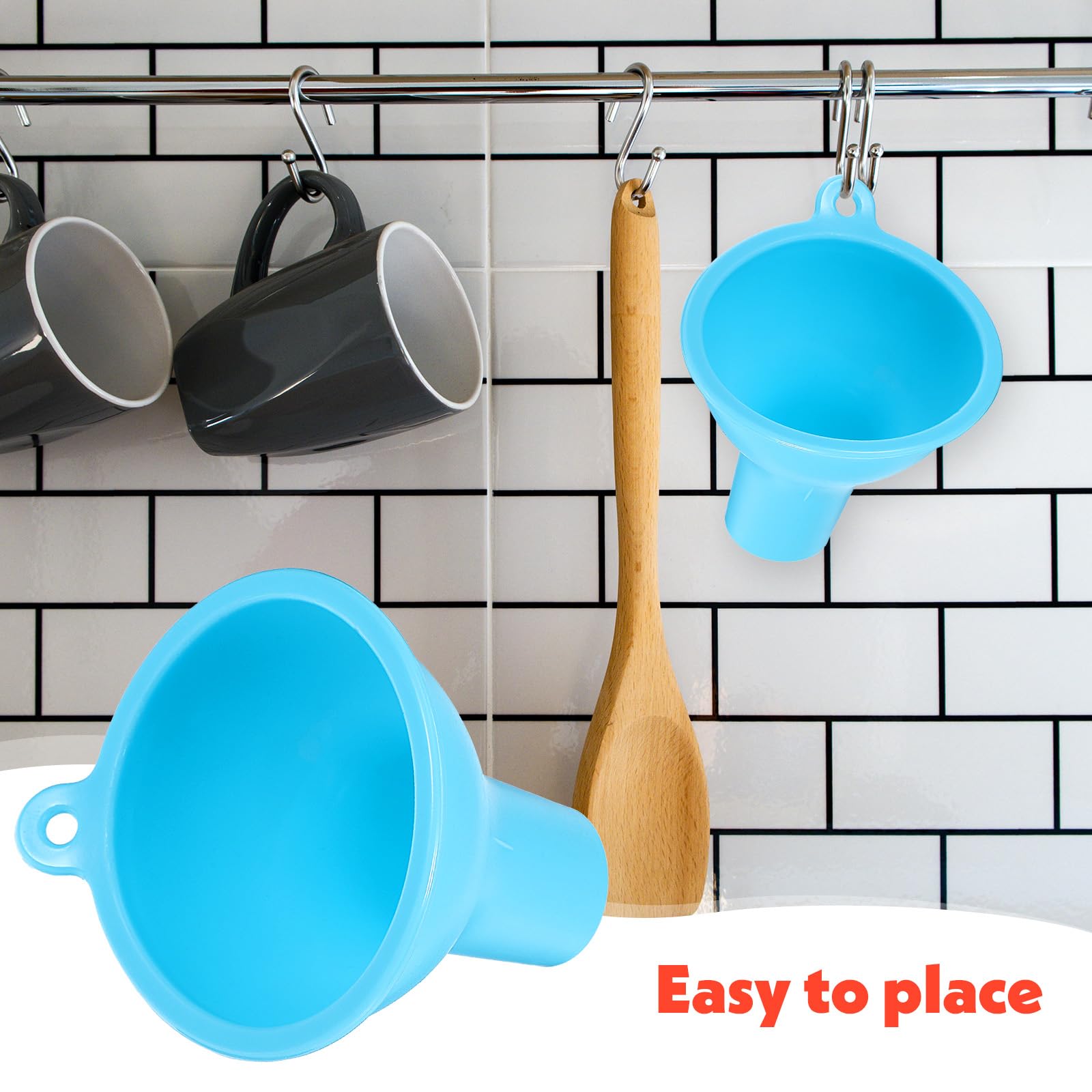 4Pcs Funnels for Kitchen Use Filling Bottles Silicone Funnel Wide Mouth Funnel Multi Color Flexible Condiment Funnels Kitchen Gadgets Accessories for Filling Water Bottle Liquid Transfer (4 Count)