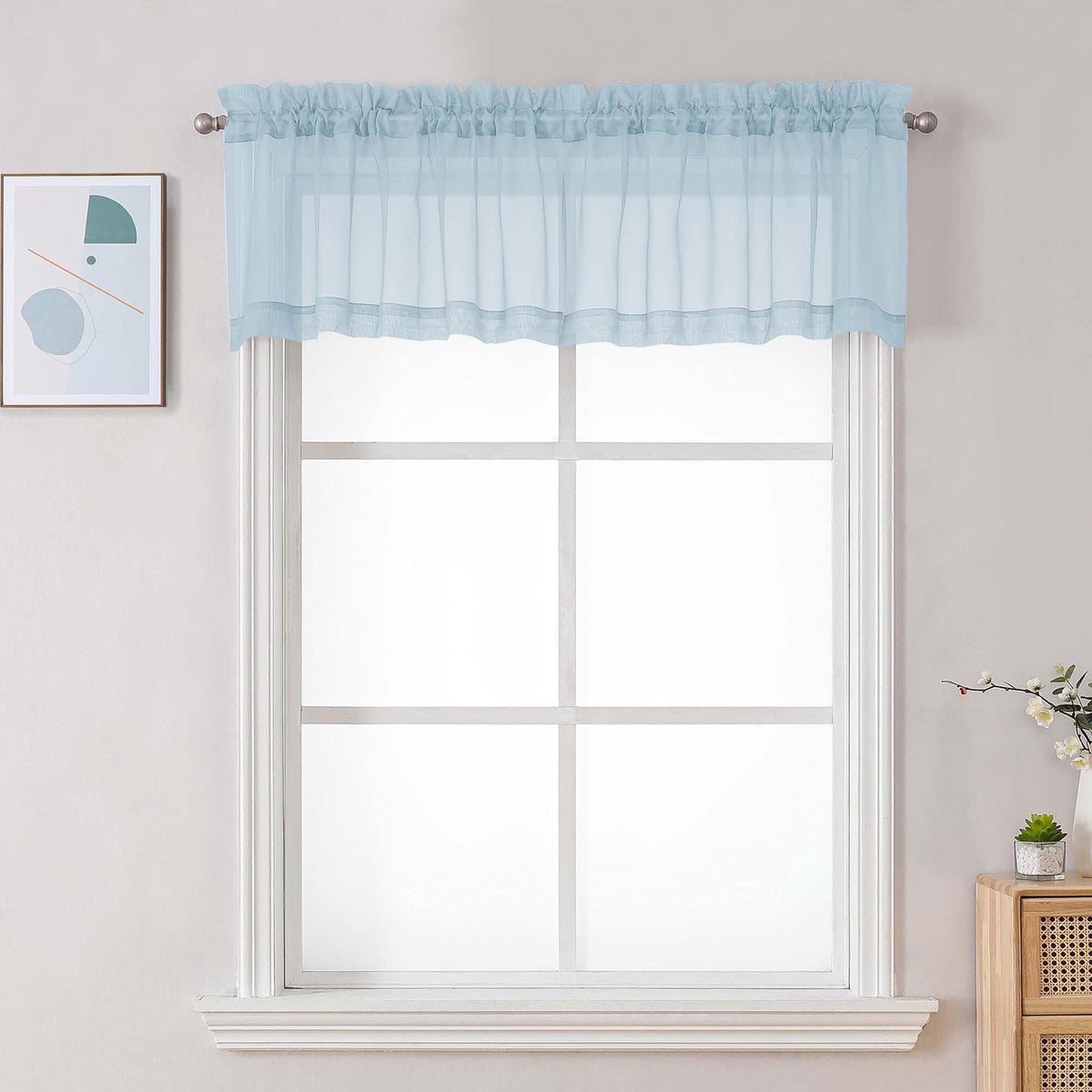 Sky Blue Sheer Valances for Windows (2 Count)