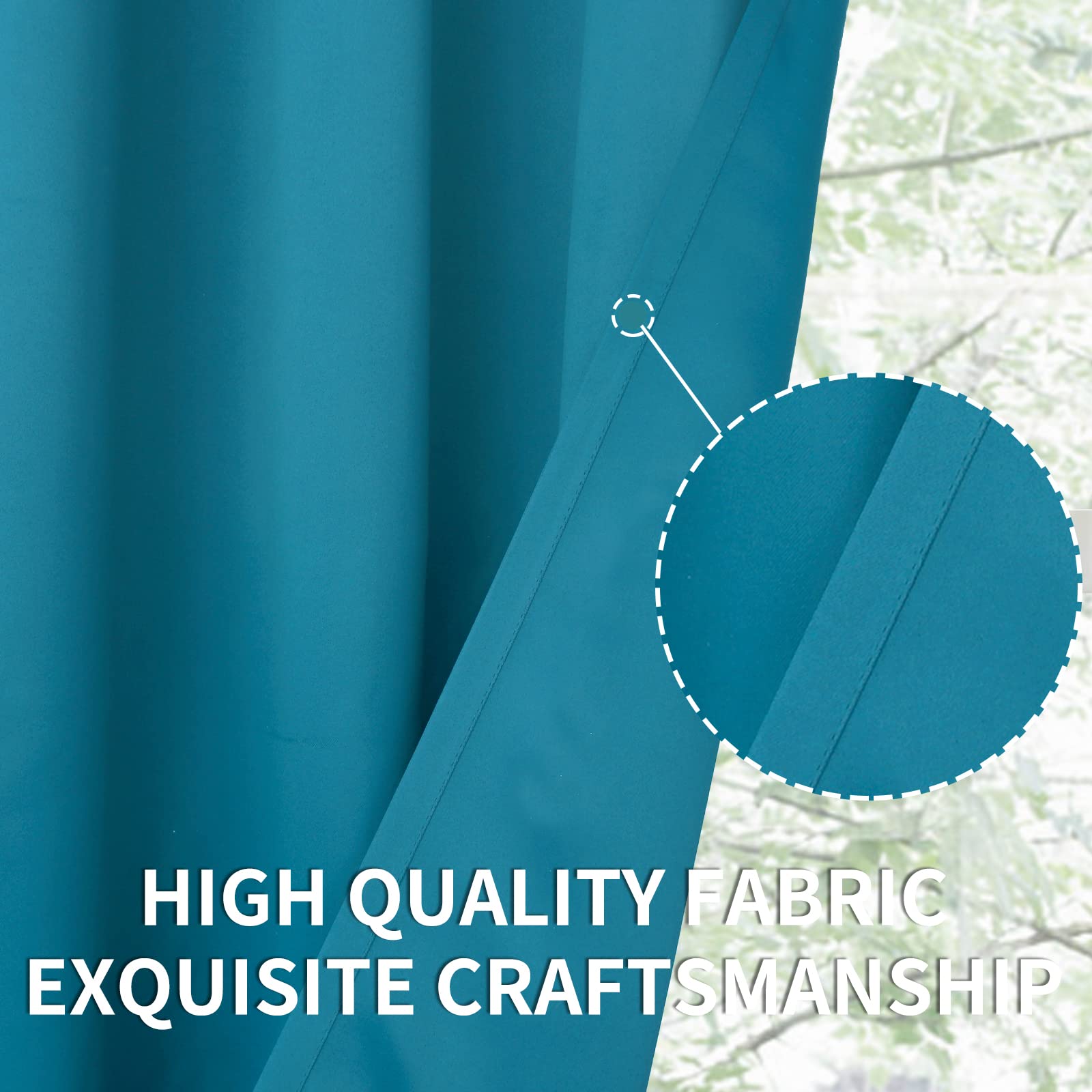 Teal Blue Blackout Curtains 63 Inch Length 2 Panels (2 Count)