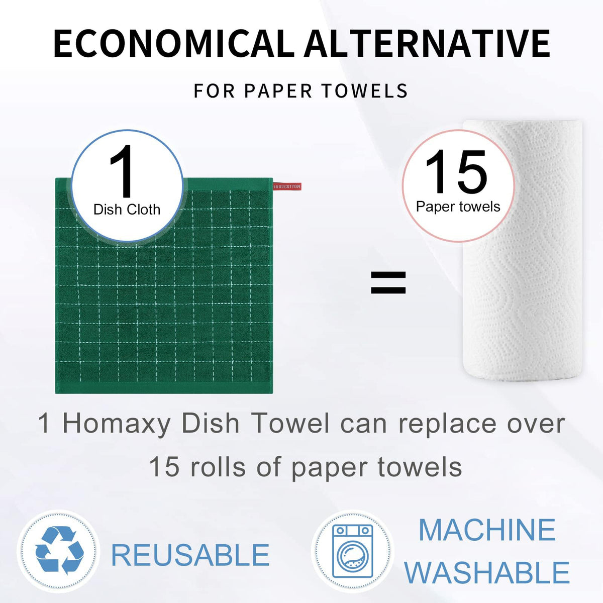 100% Cotton Terry Kitchen Dish Cloths (6 Count)