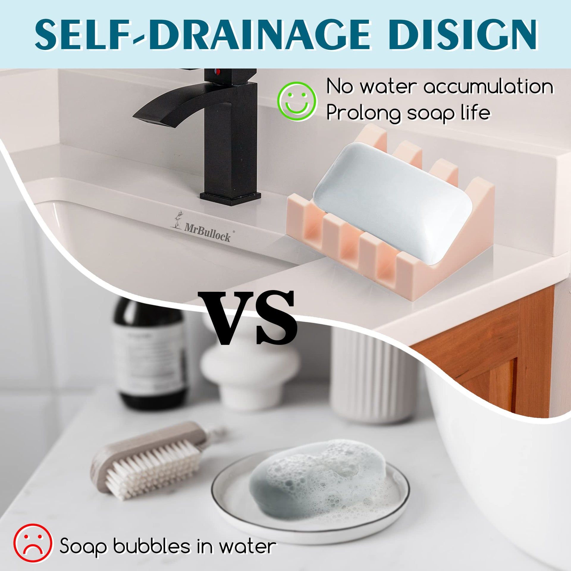 Silicone Soap Dish Self Draining for Shower & Kitchen (2 Count)