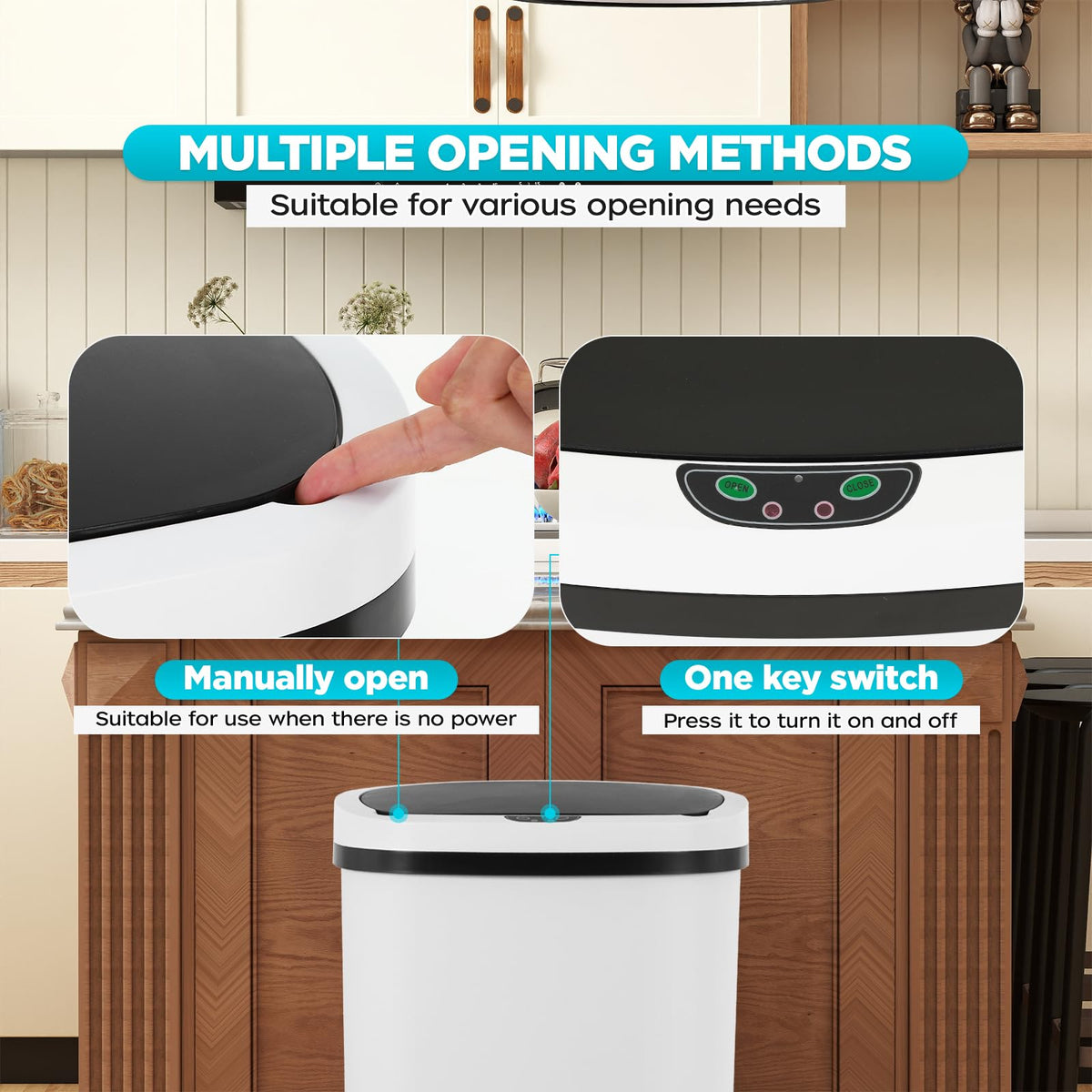 Automatic Motion Sensor Bathroom Trash Can with Lid