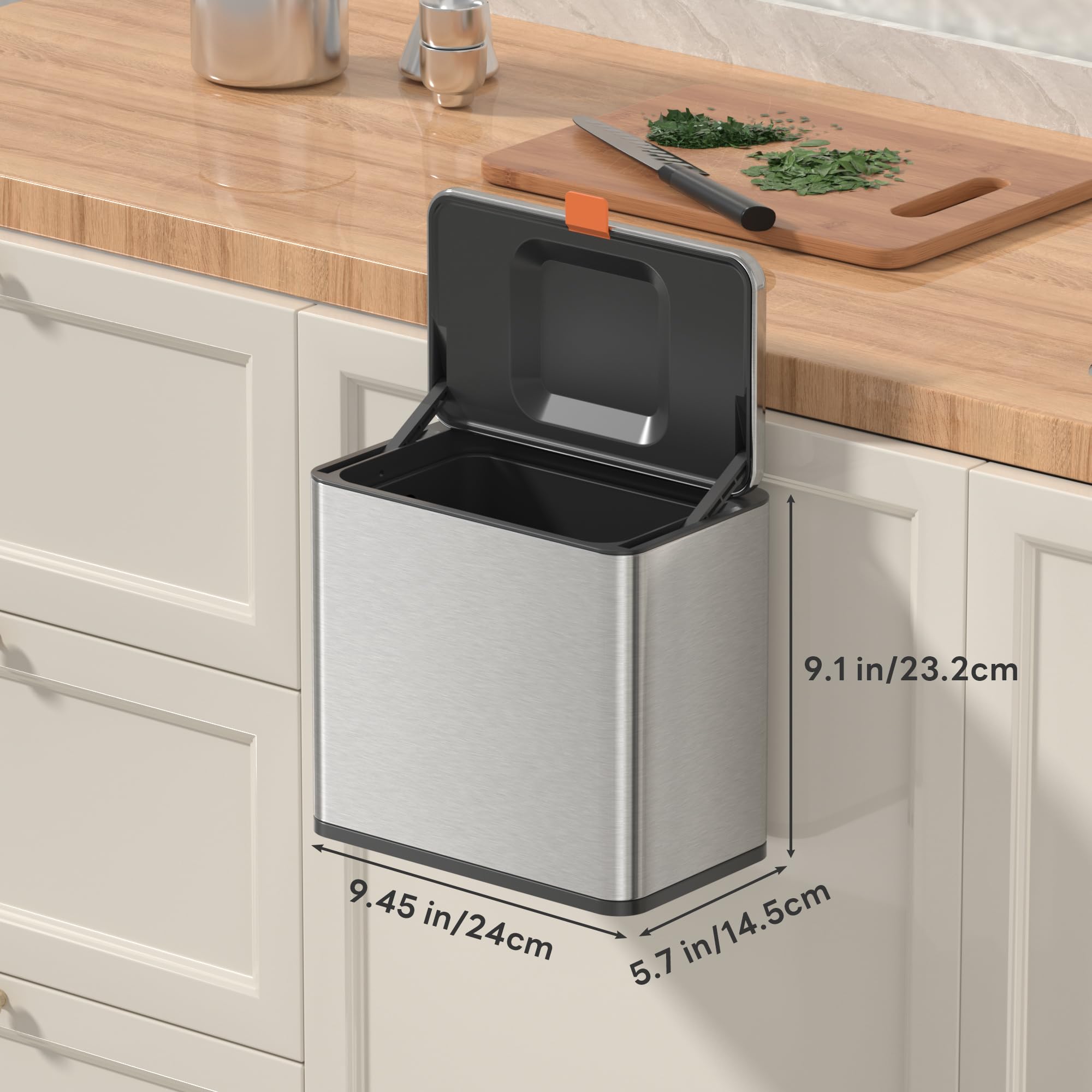 1.05 Gal Silver Hanging Stainless Steel Compost Bin