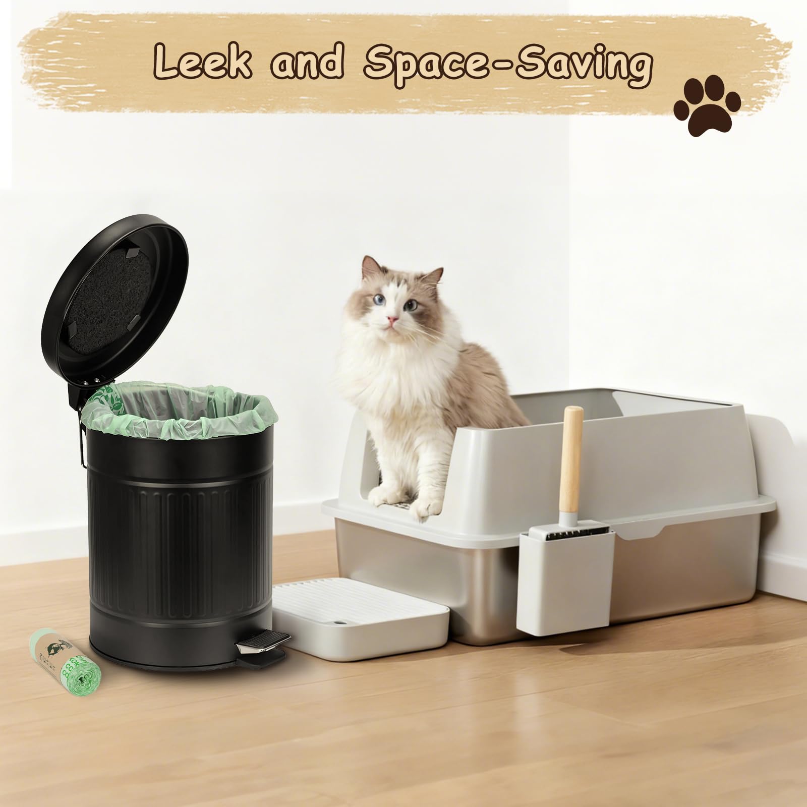 5L 1.3 Gal Dog Poop Trash Can with Lid