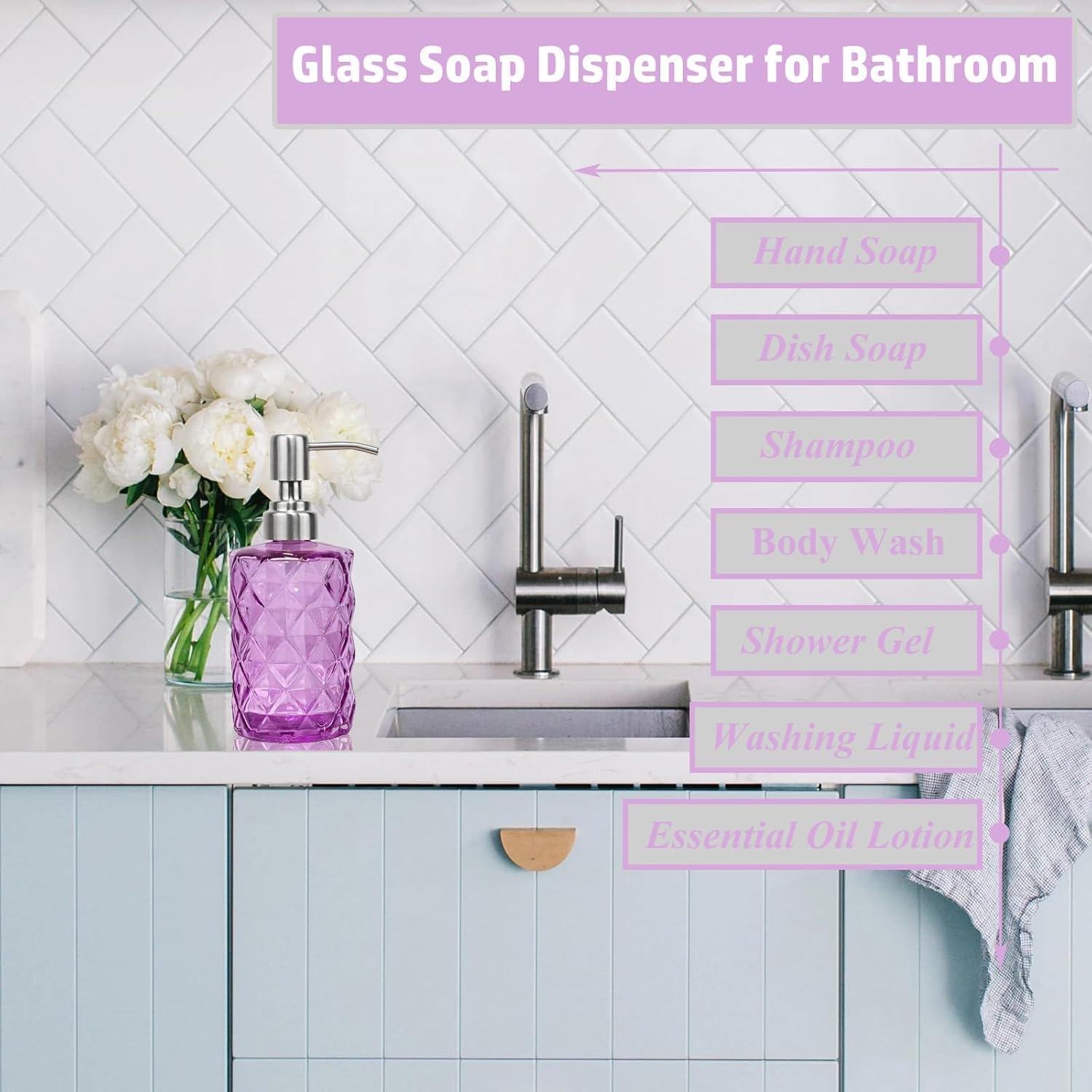 12Oz Purple Soap Dispenser Bathroom (2 Count)