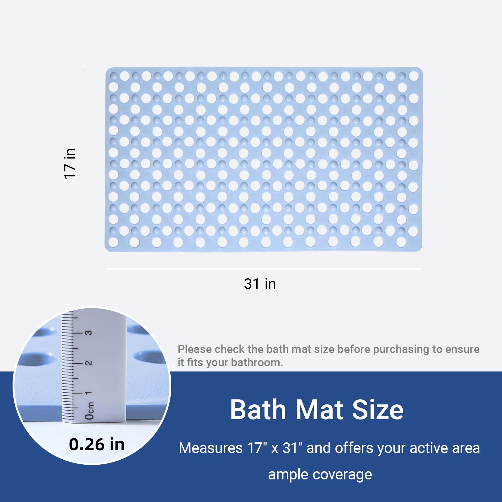 Non Slip Bathtub Mat and Shower Mat 31x17 inch