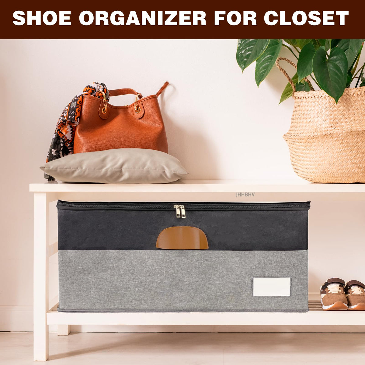 2 Pack Shoe Organizer for Closet with Adjustable Divider Shoe Storage Box (2 Count)