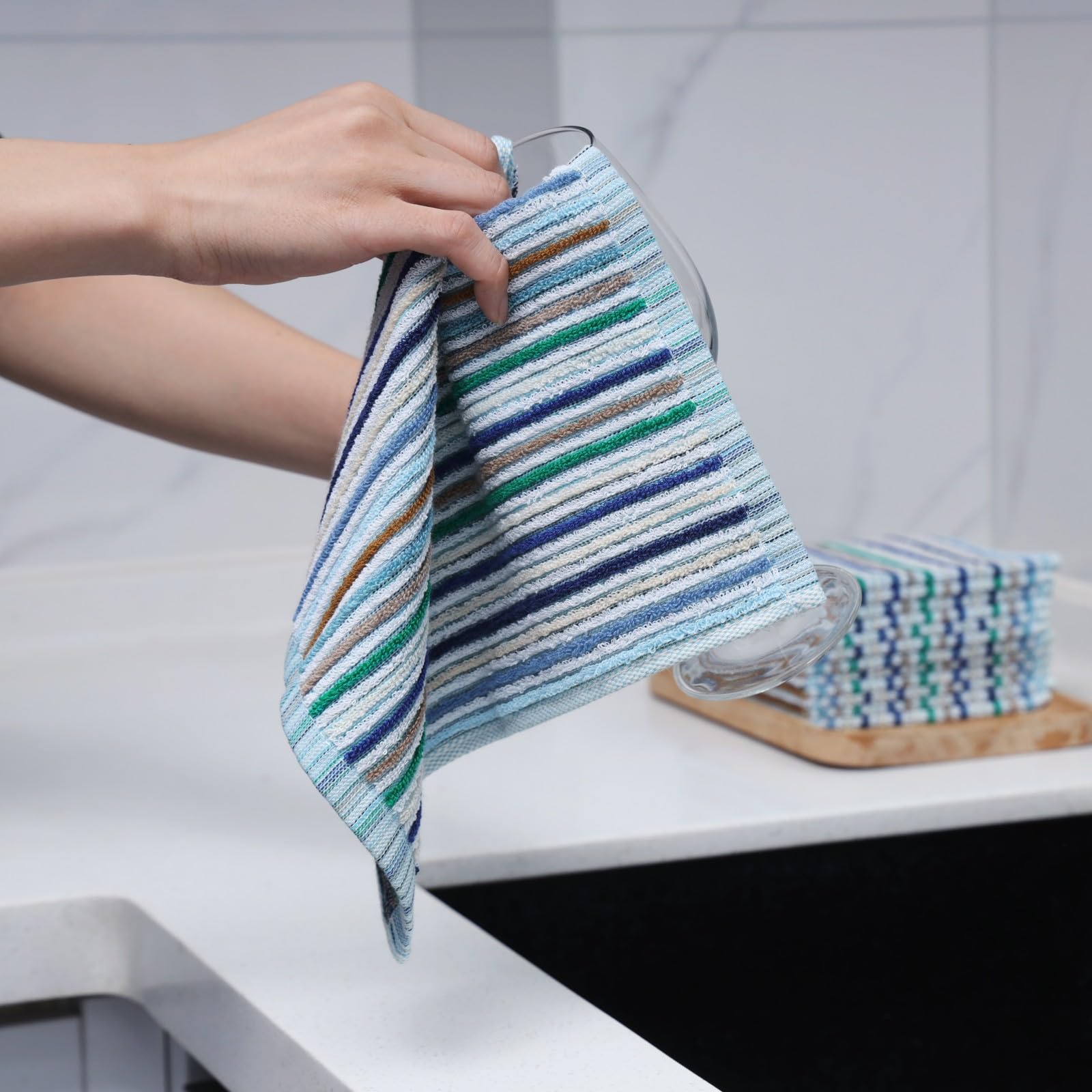 Kitchen Rags Dish Cloths for Washing Wiping Cleaning Towels (8 Count)