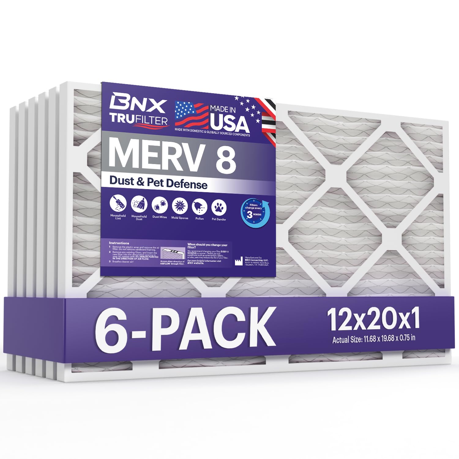 TruFilter 12x20x1 Air Filter MERV 8 (6 Count)