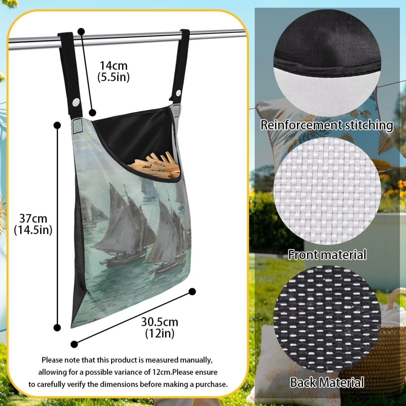 Monet Oil Painting Outdoor Clothespin Bag