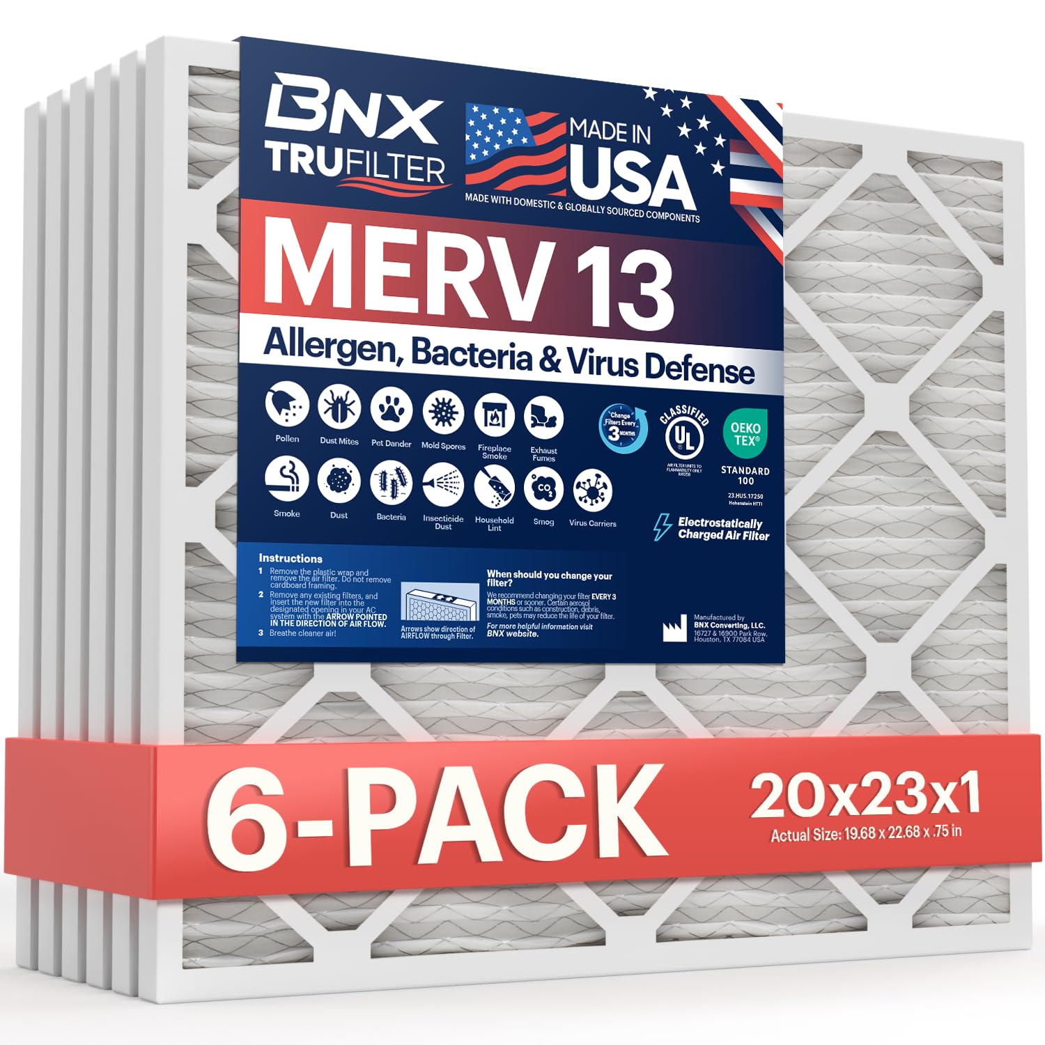 TruFilter 20x23x1 Air Filter MERV 13 (6 Count)