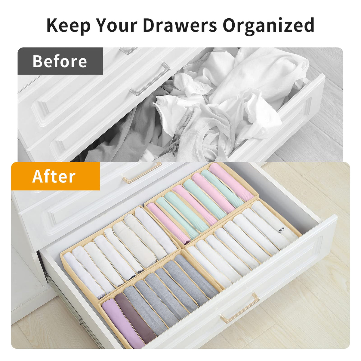 4 Pack Drawer Organizers for Clothing (4 Count)