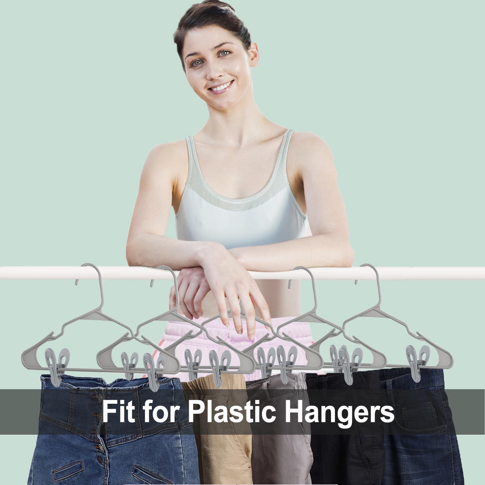 Grey Hanger Clips 50 PCS