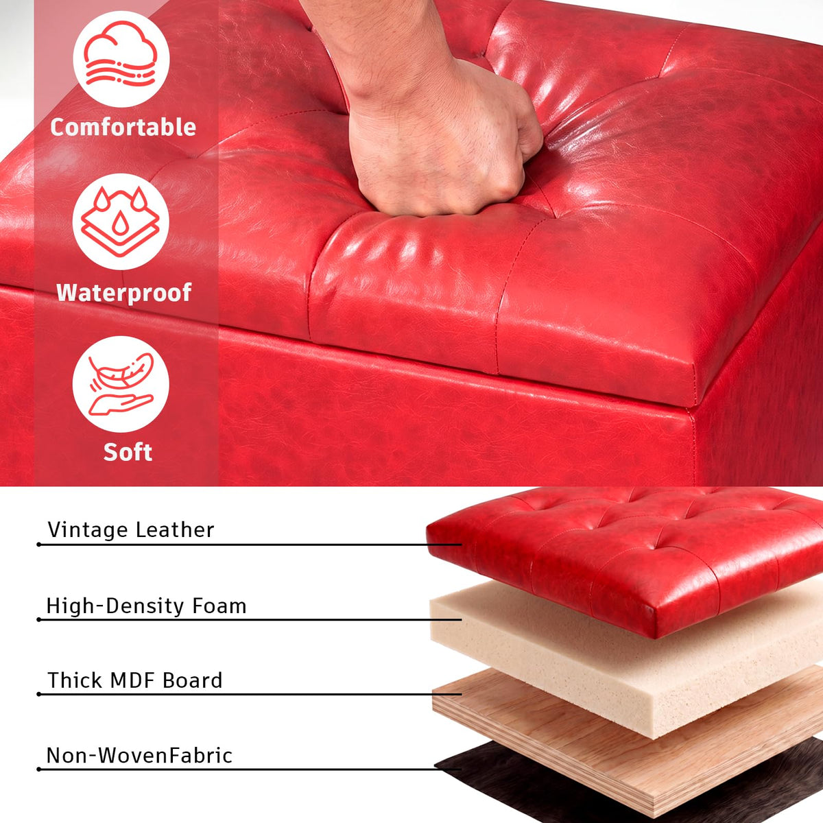 Leather Storage Ottoman