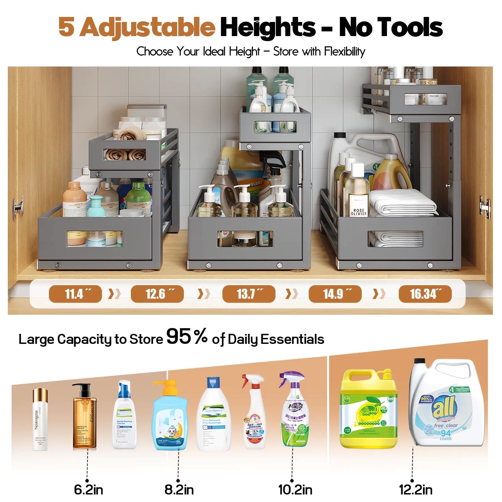 2 Pack Under Sink Organizers and Storage (2 Count)
