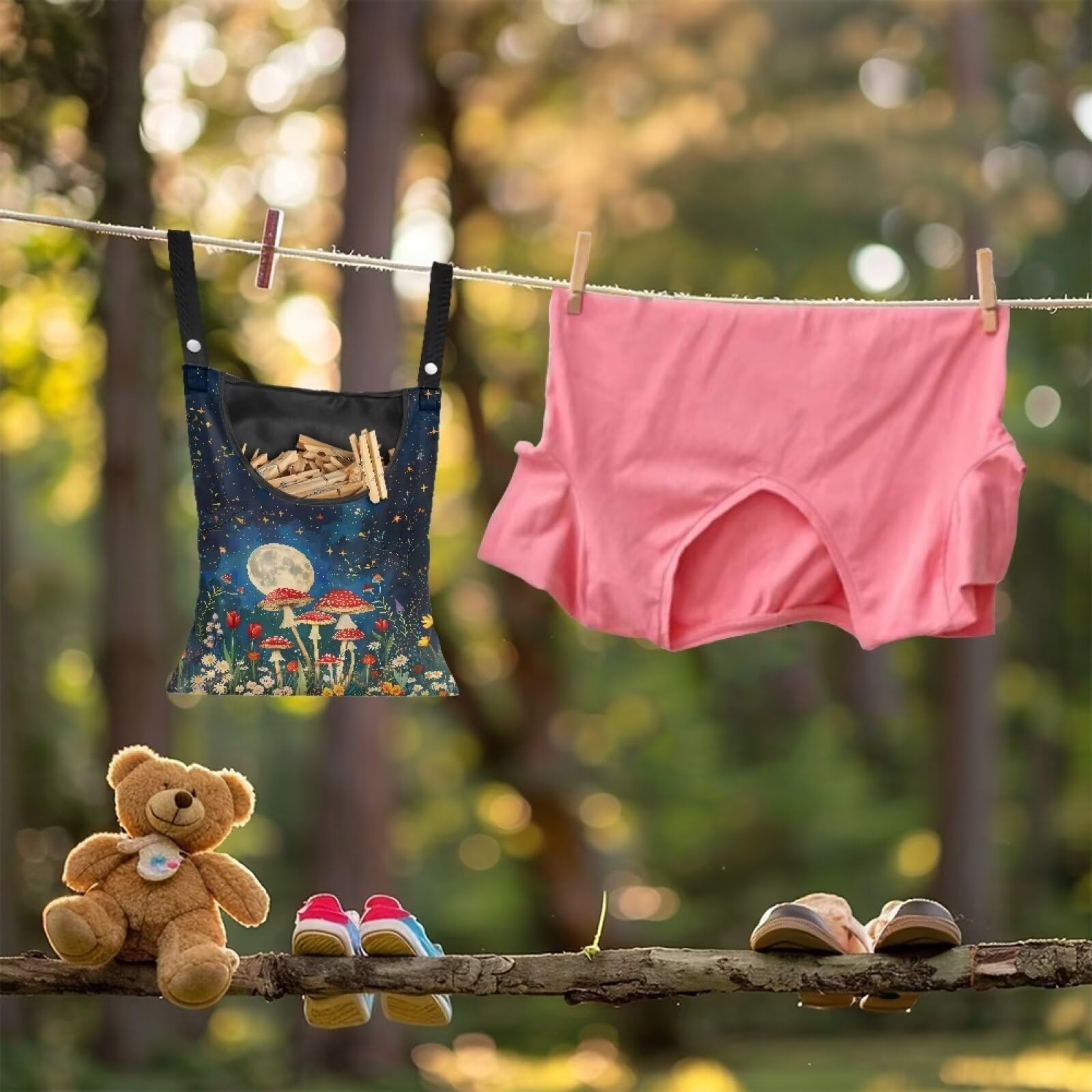 Mushroom Handy Clothespin Bags Moon Space