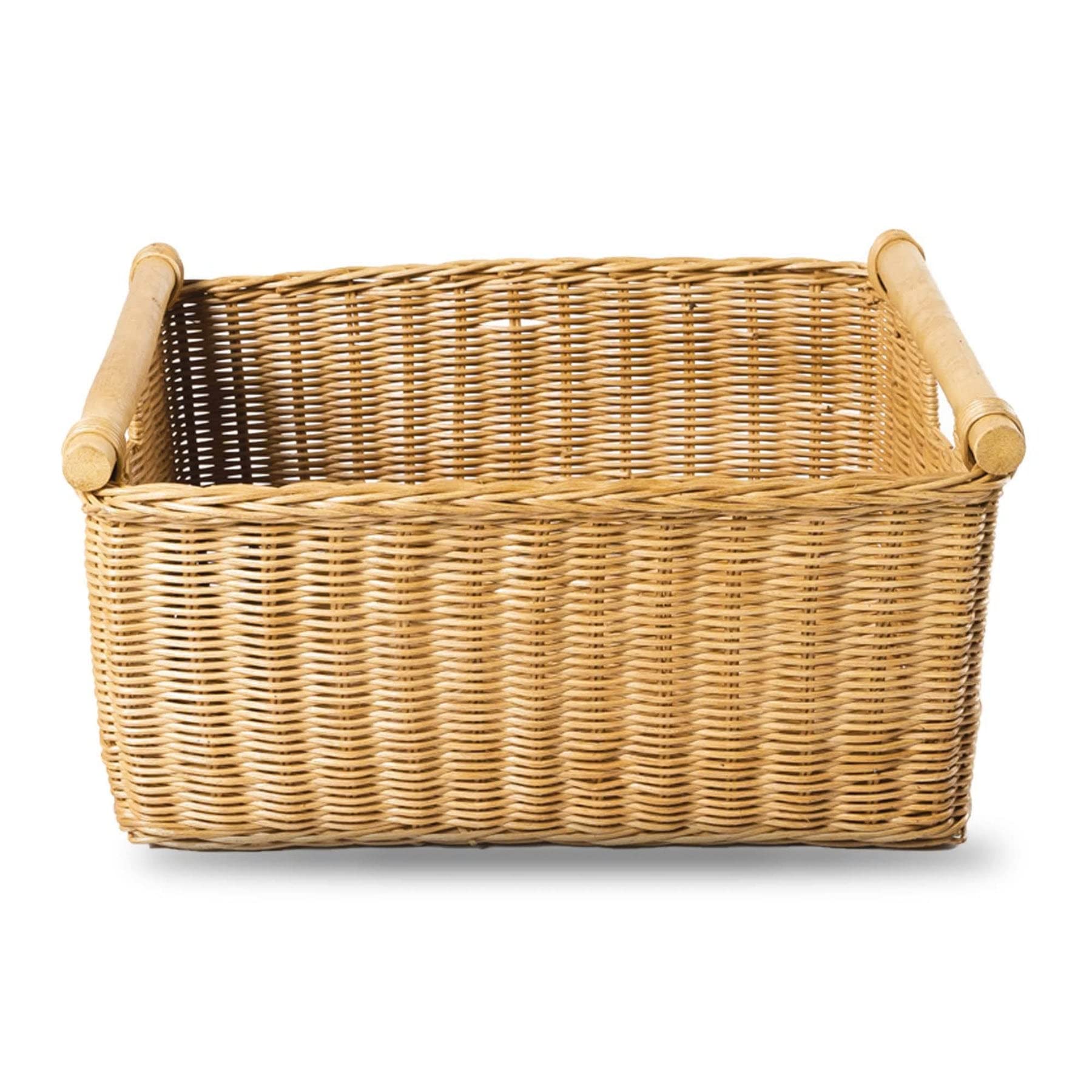 Pole Handle Wicker Storage Basket
