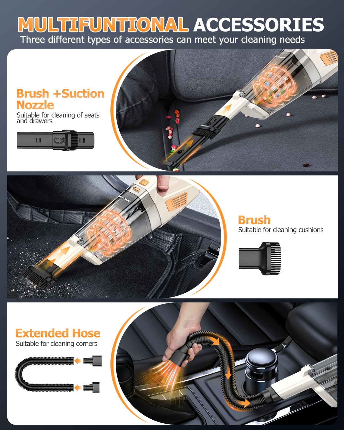 16000PA Handheld Vacuum Cleaner Cordless Rechargeable for Car Home