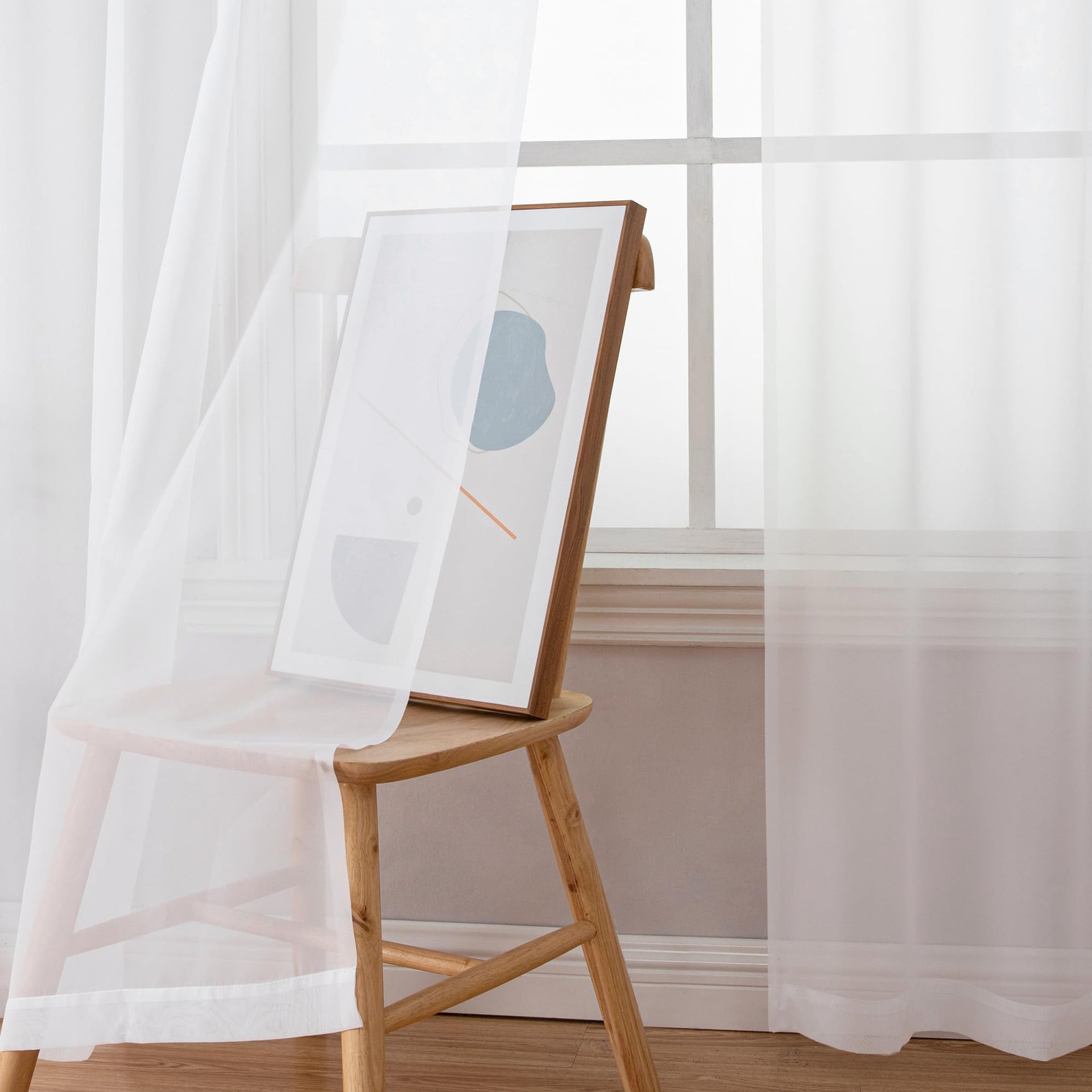 White Sheer Curtains 96 inches Long 2 Panels Set (2 Count)