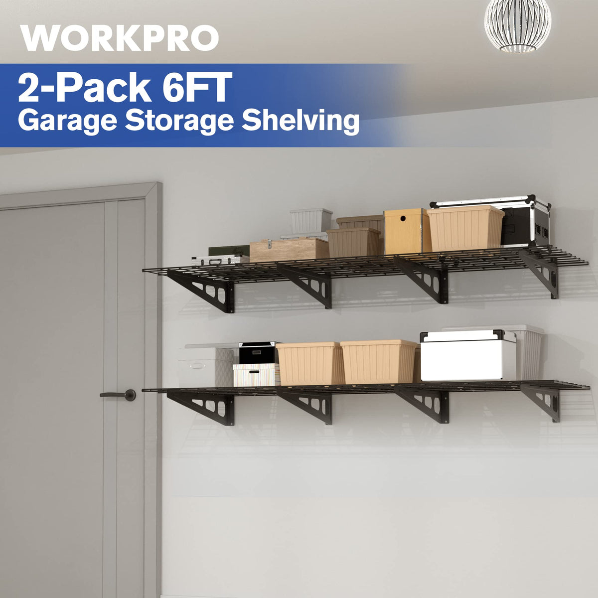 2 Pack 2x6FT Garage Wall Shelving