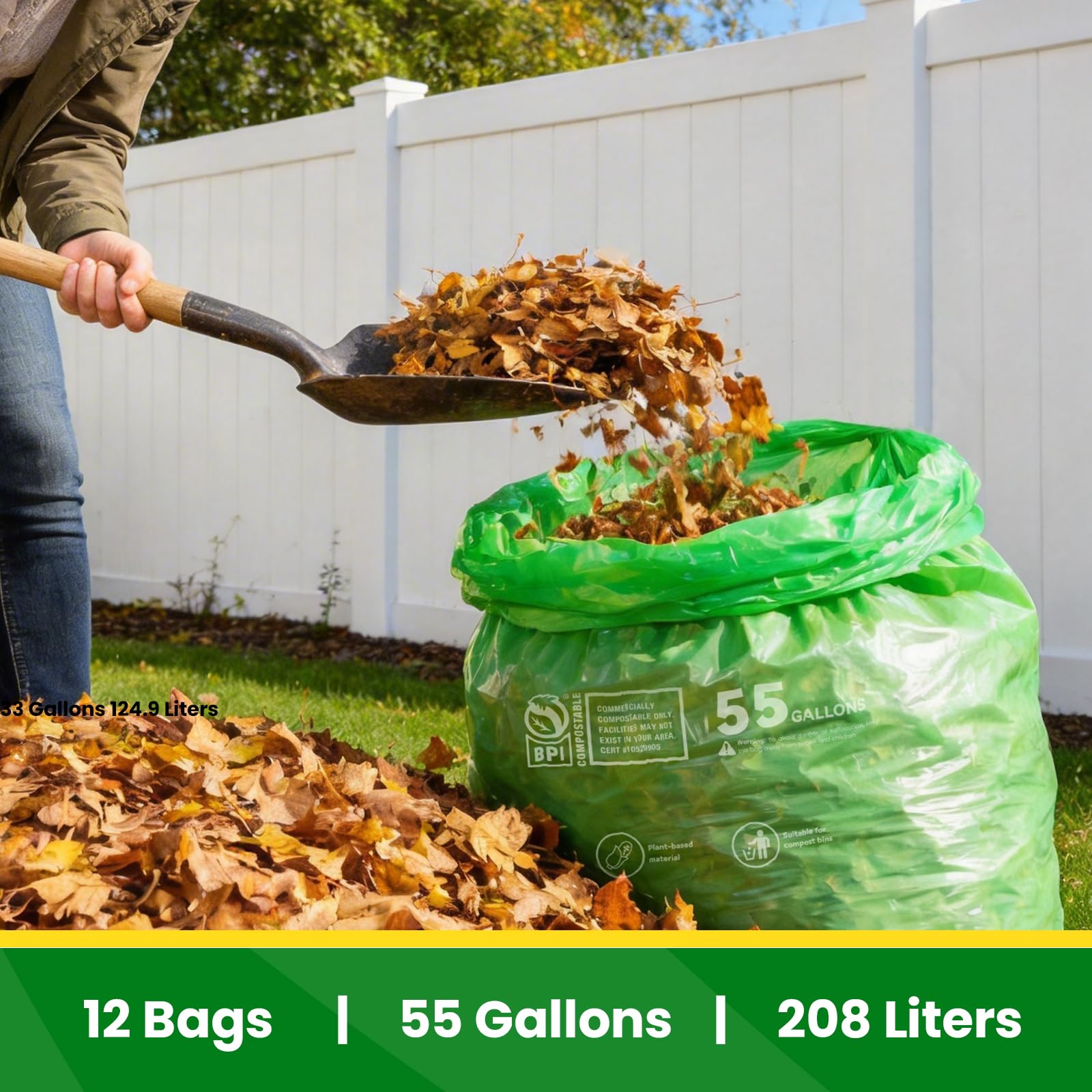 55 60 Gallon Compostable Trash Bags Liners (12 Count)