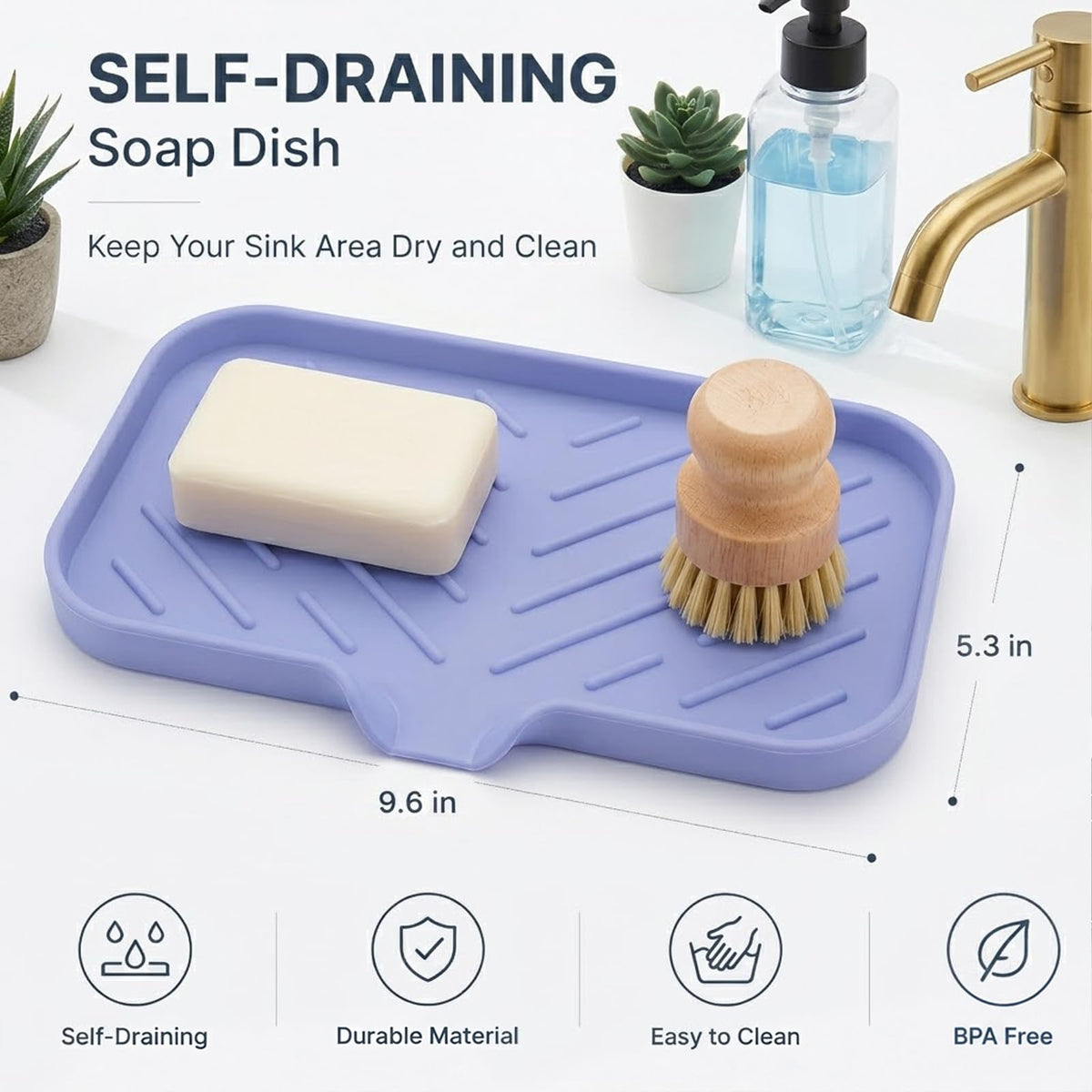 Silicone Soap Dish with Drain Spout