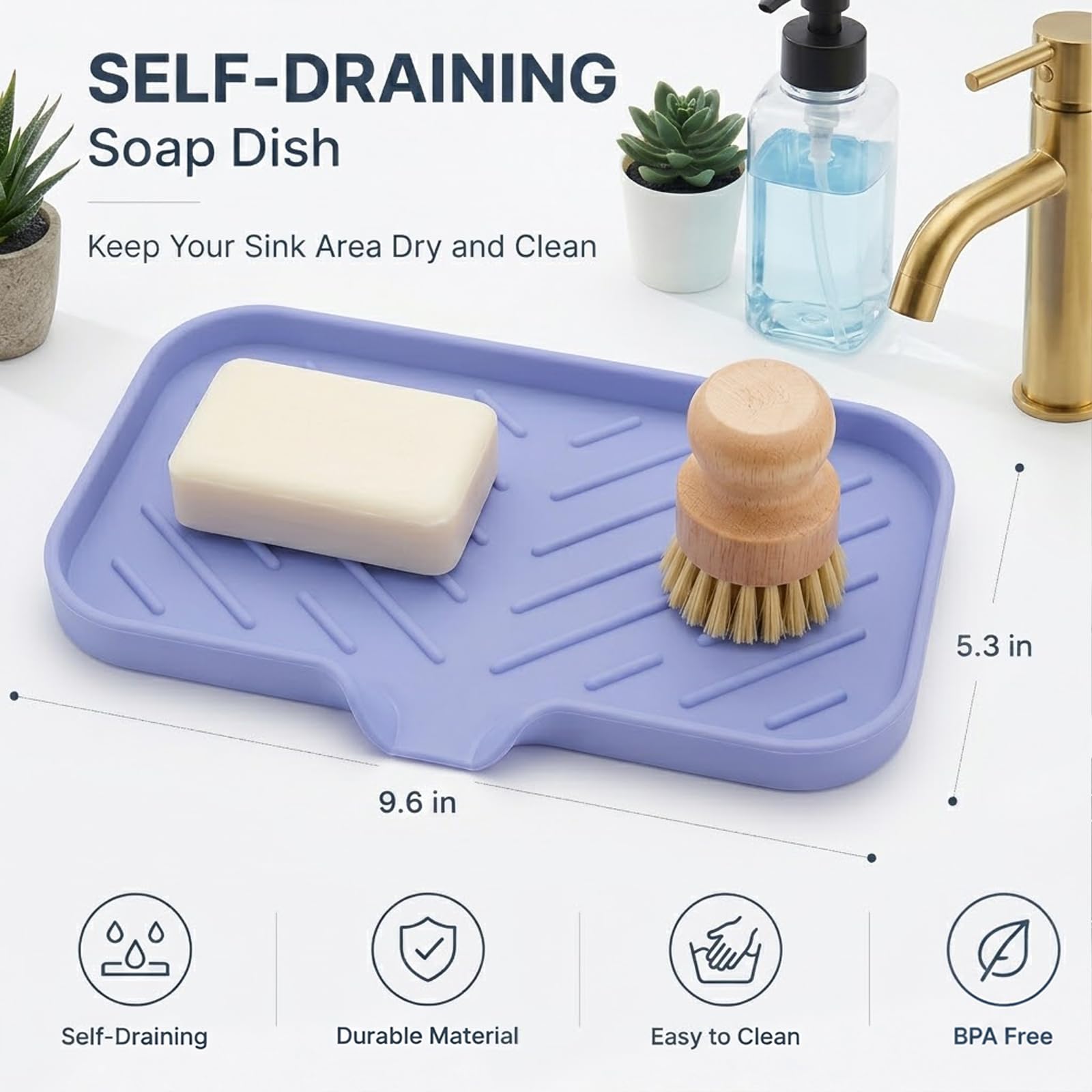 Silicone Soap Dish with Drain Spout