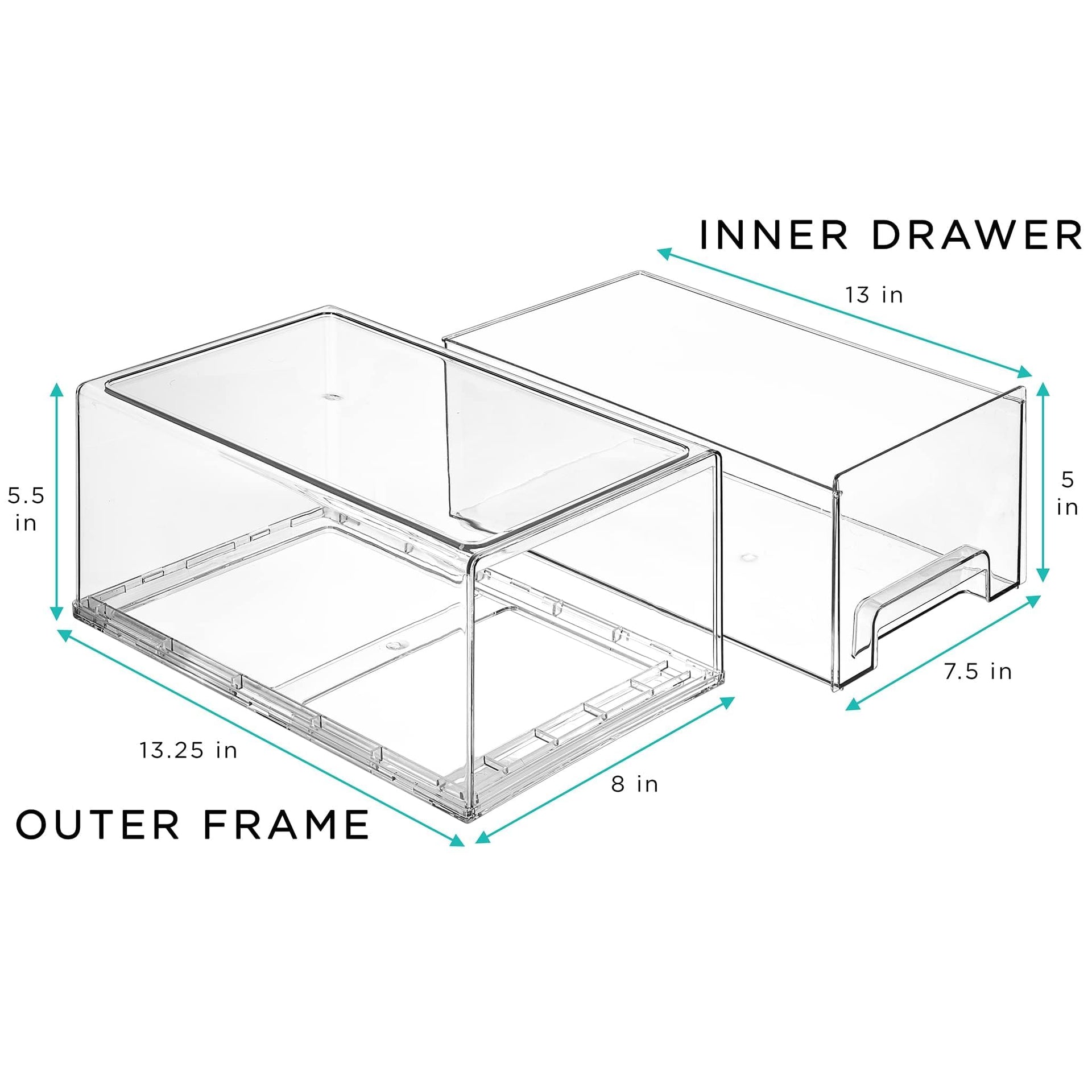 Plastic Storage Bins Stackable Clear Pantry Organizer Box Bin for Organizing Kitchen Fridge (6 Count)