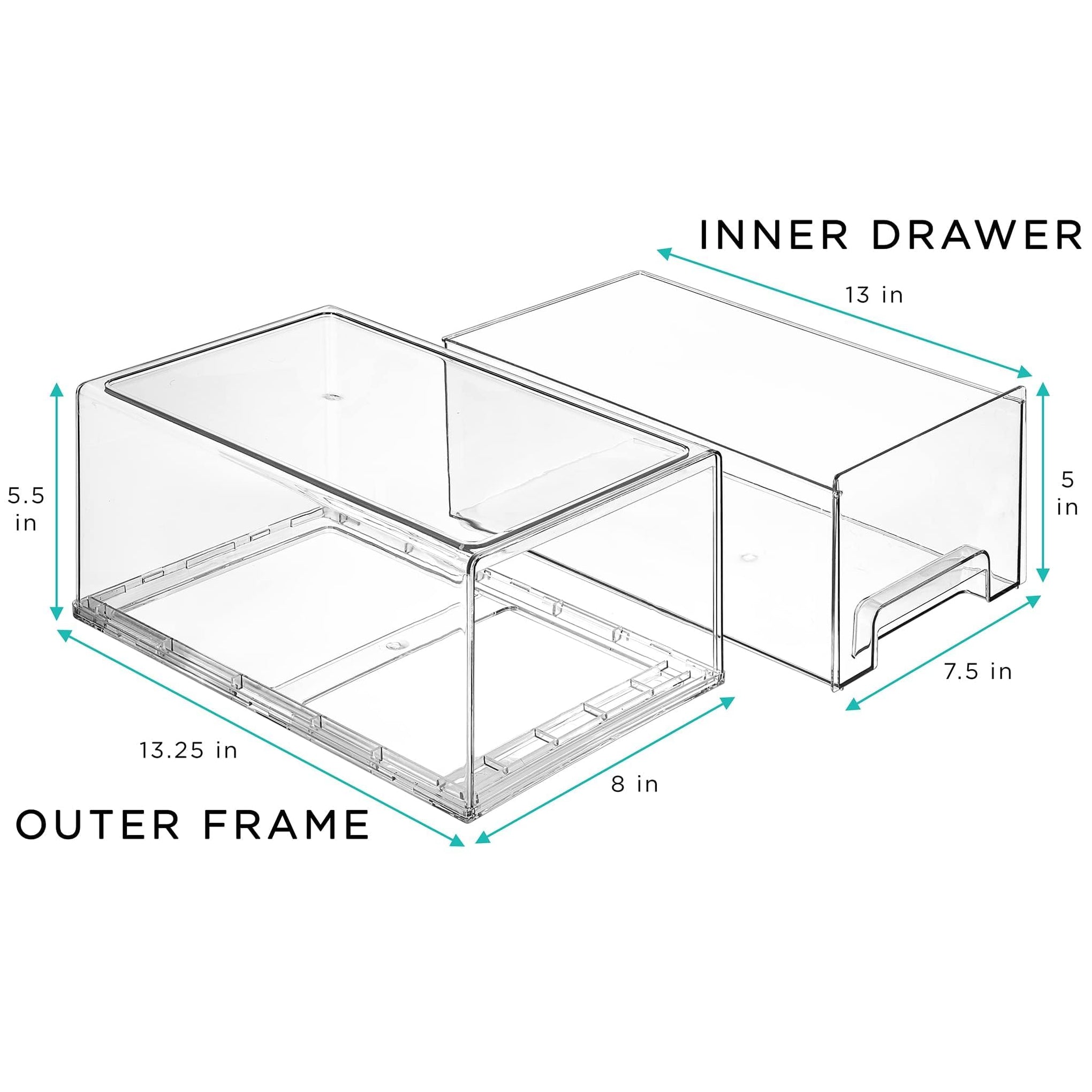 Plastic Storage Bins Stackable Clear Pantry Organizer Box Bin for Organizing Kitchen Fridge (6 Count)