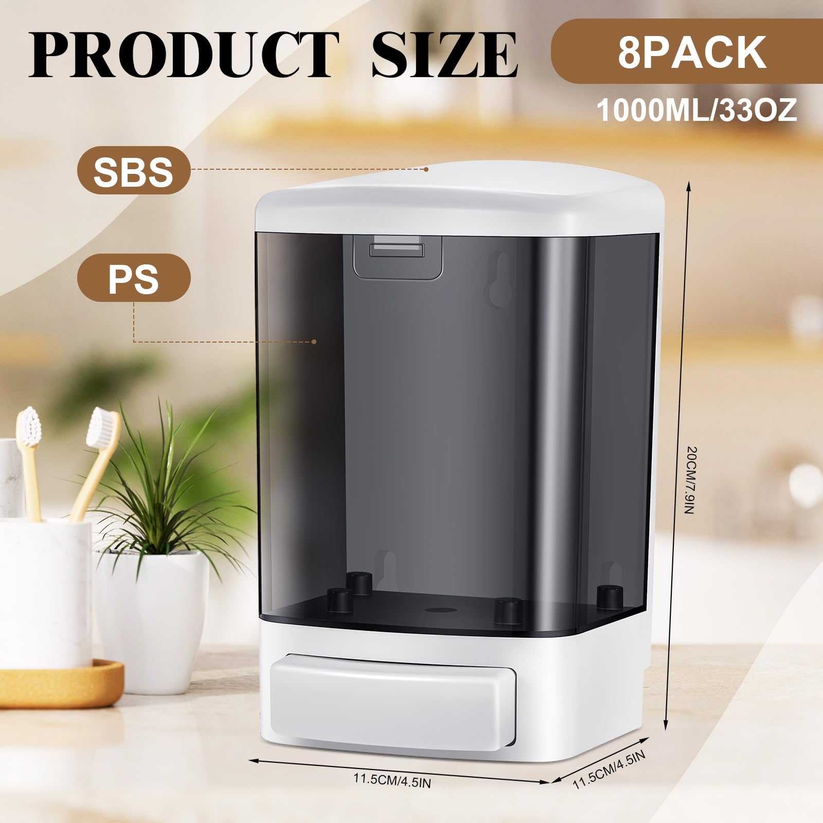8 Pcs Wall Mounted Soap Dispenser