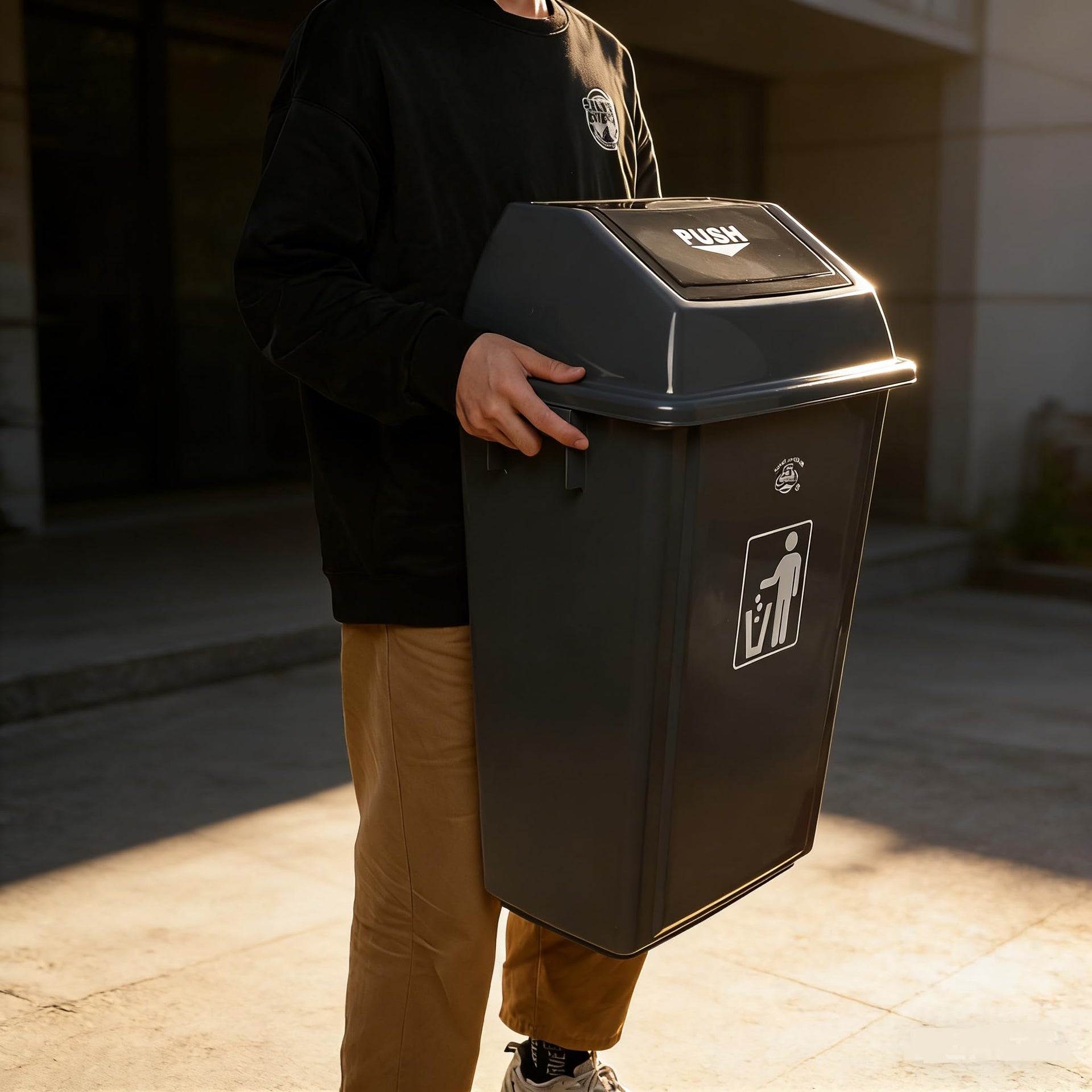 18 Gallon Commercial Trash Can with Lid (4 Count)