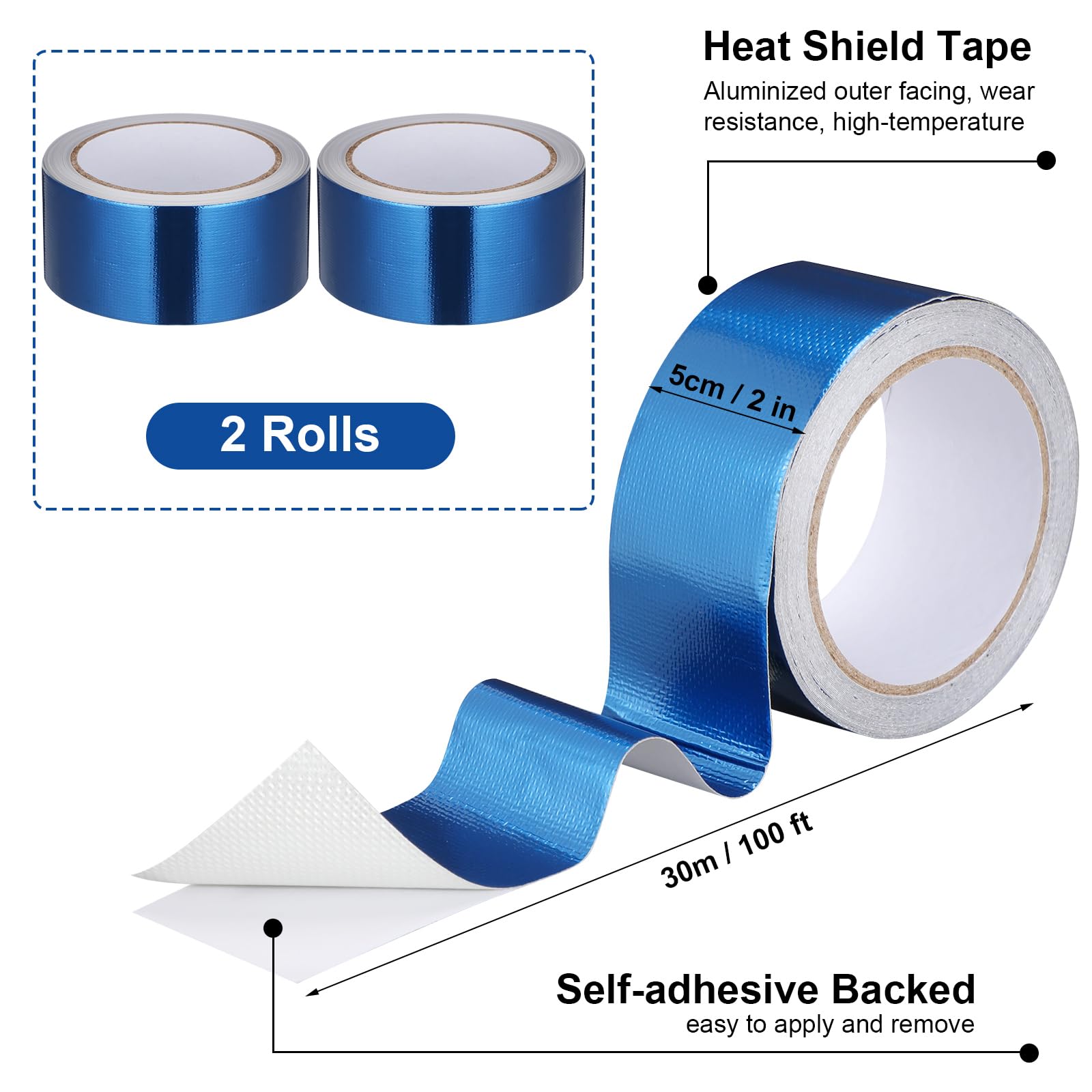 2 Rolls Aluminum Foil Tape Heat Shield Tape Barrier Adhesive Reflective Fiberglass Thermal Insulation Reflective Material High Temp Protection (2 Count)