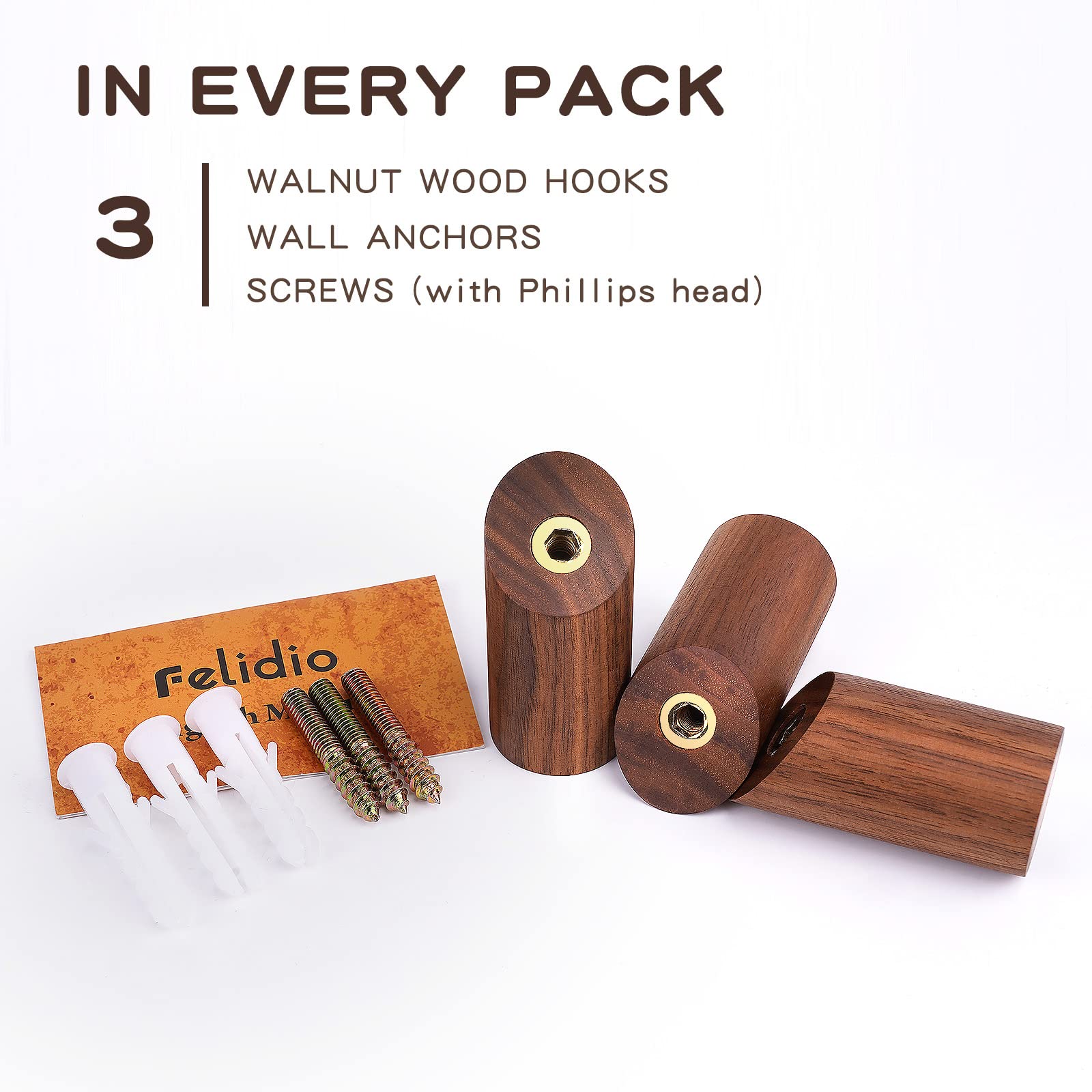 Wood Wall Hooks (3 Count)