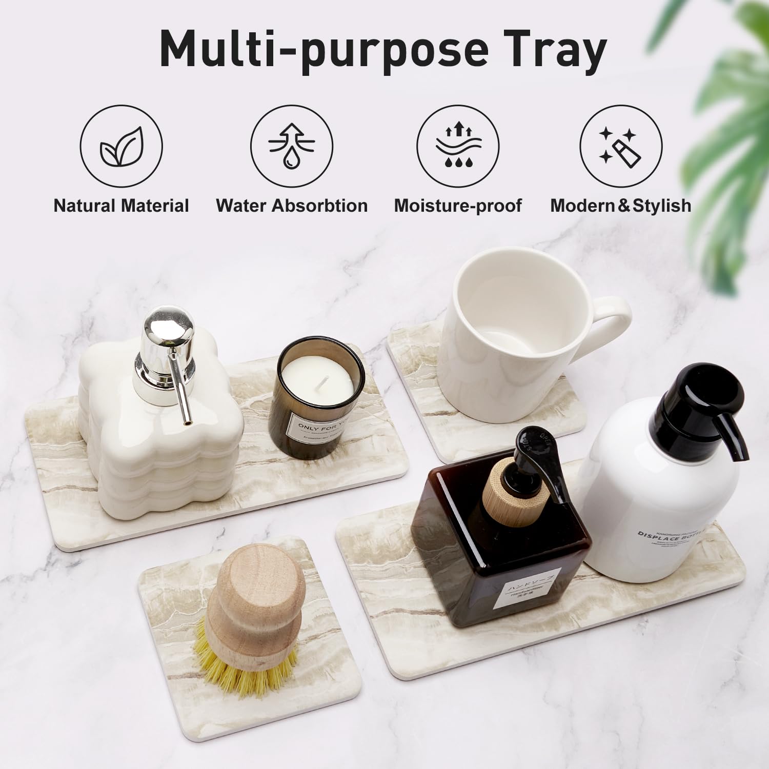 4 Pcs Drying Stone for Kitchen Counter Soap Trays Bathroom Sink Toothbrush (4 Count)