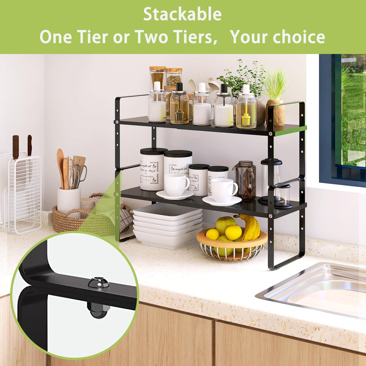 Expandable Cabinet Shelf Organizer Rack