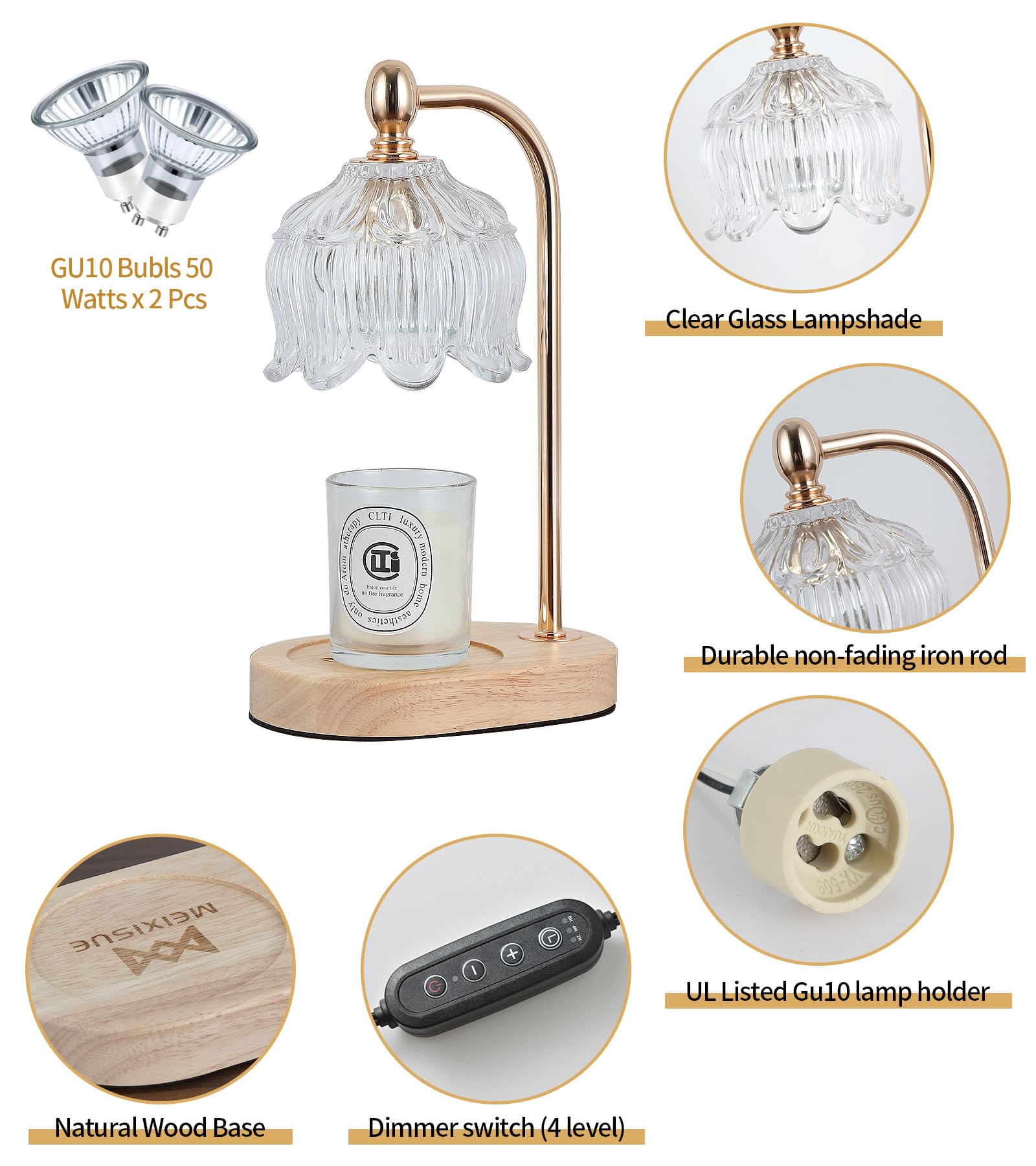 Candle Warmer Lamp with Timer and Dimmer