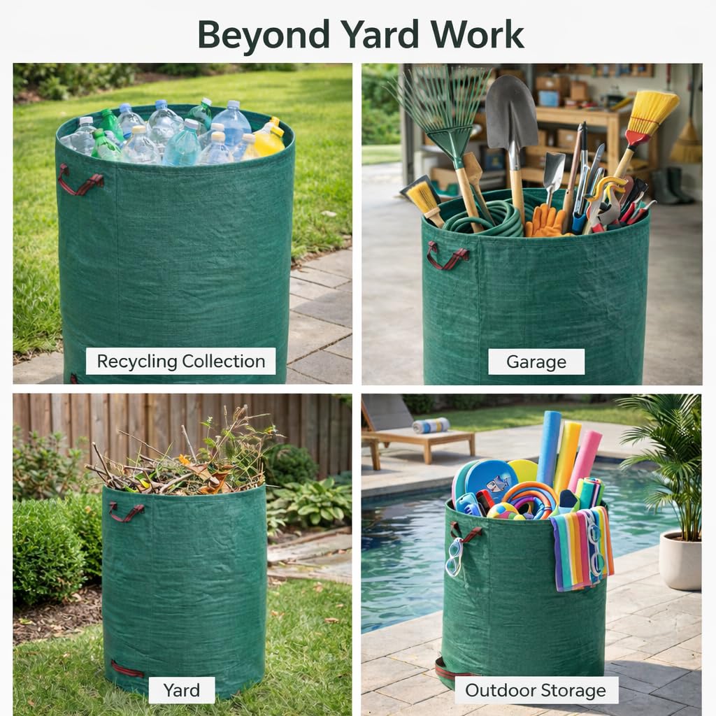 3 Pack 72 Gallon Garden Waste Bags Reusable Heavy Duty (3 Count)