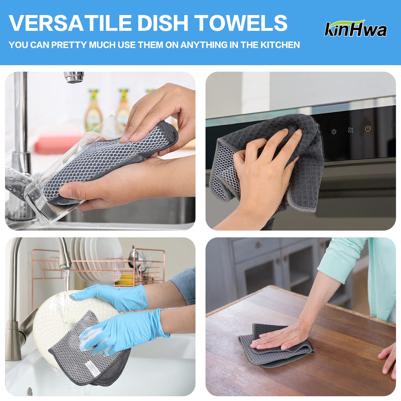 Dish Cloths for Washing Dishes with Scrub Side (6 Count)