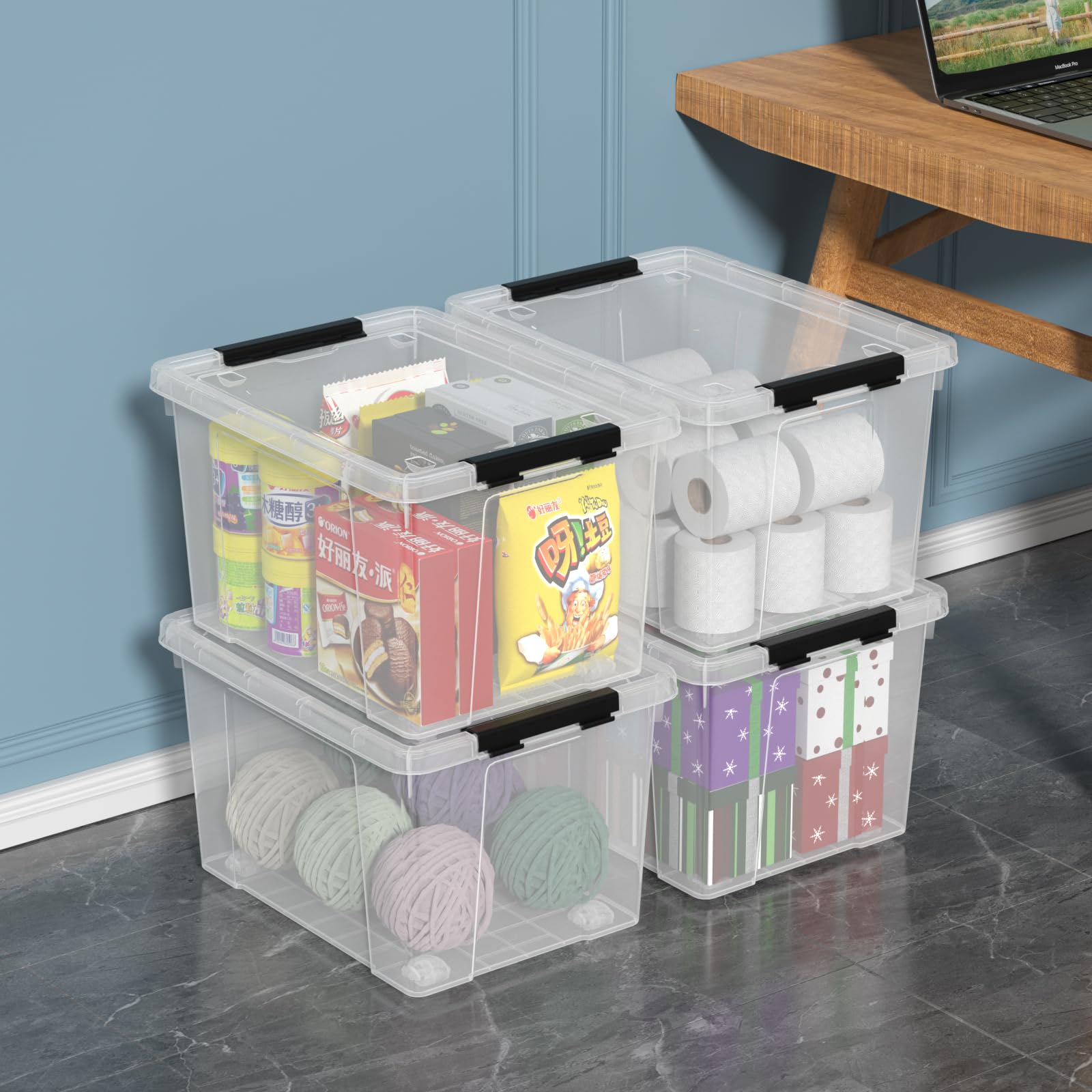 22 Qt Stackable Storage Bins with Lids (4 Count)