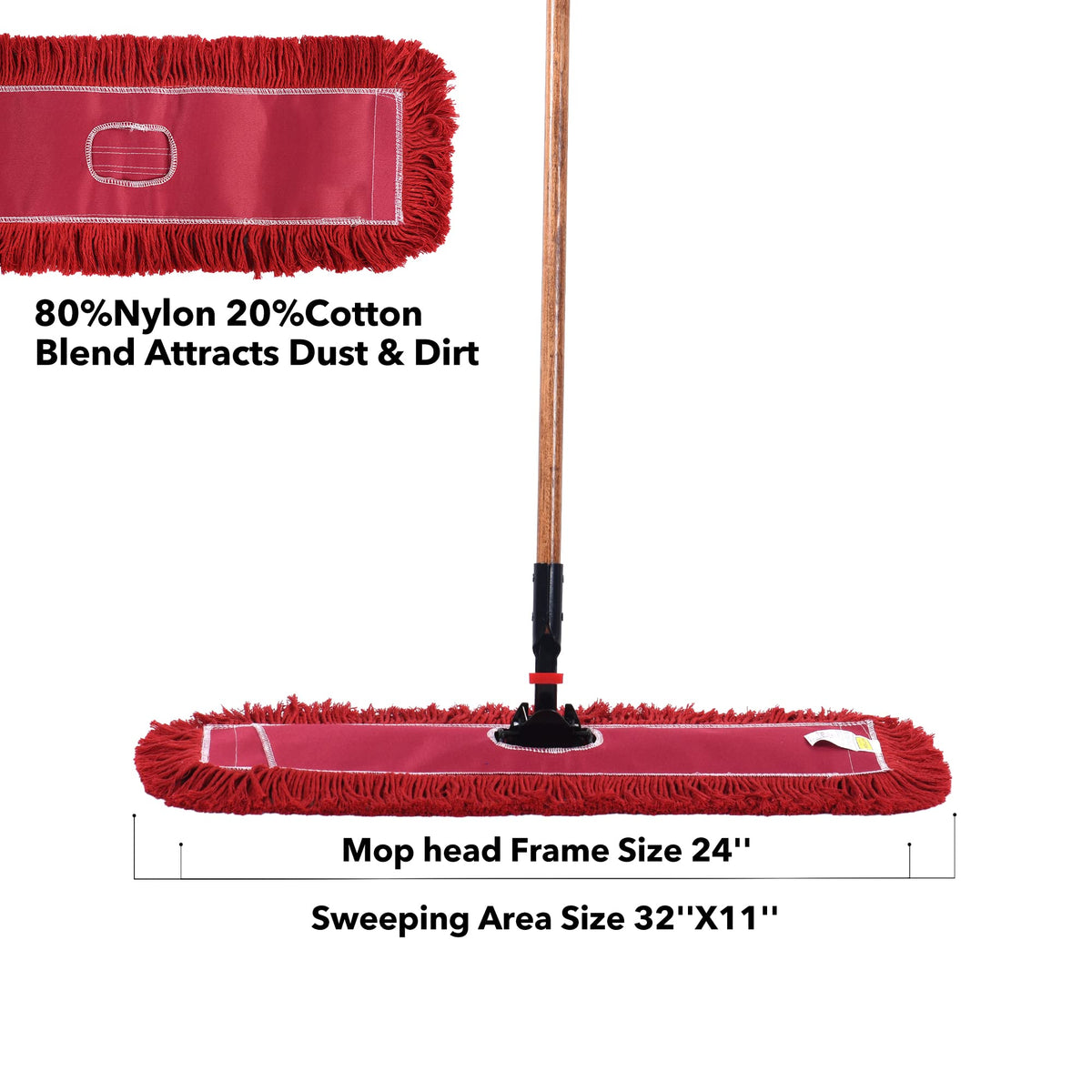 Matthew Cleaning 24'' Industrial Strength Cotton Dust Mop Refill Washable Replacement Heads for Residential & Commercial Use Fit Standard Dust Mop Frames (12 Count)