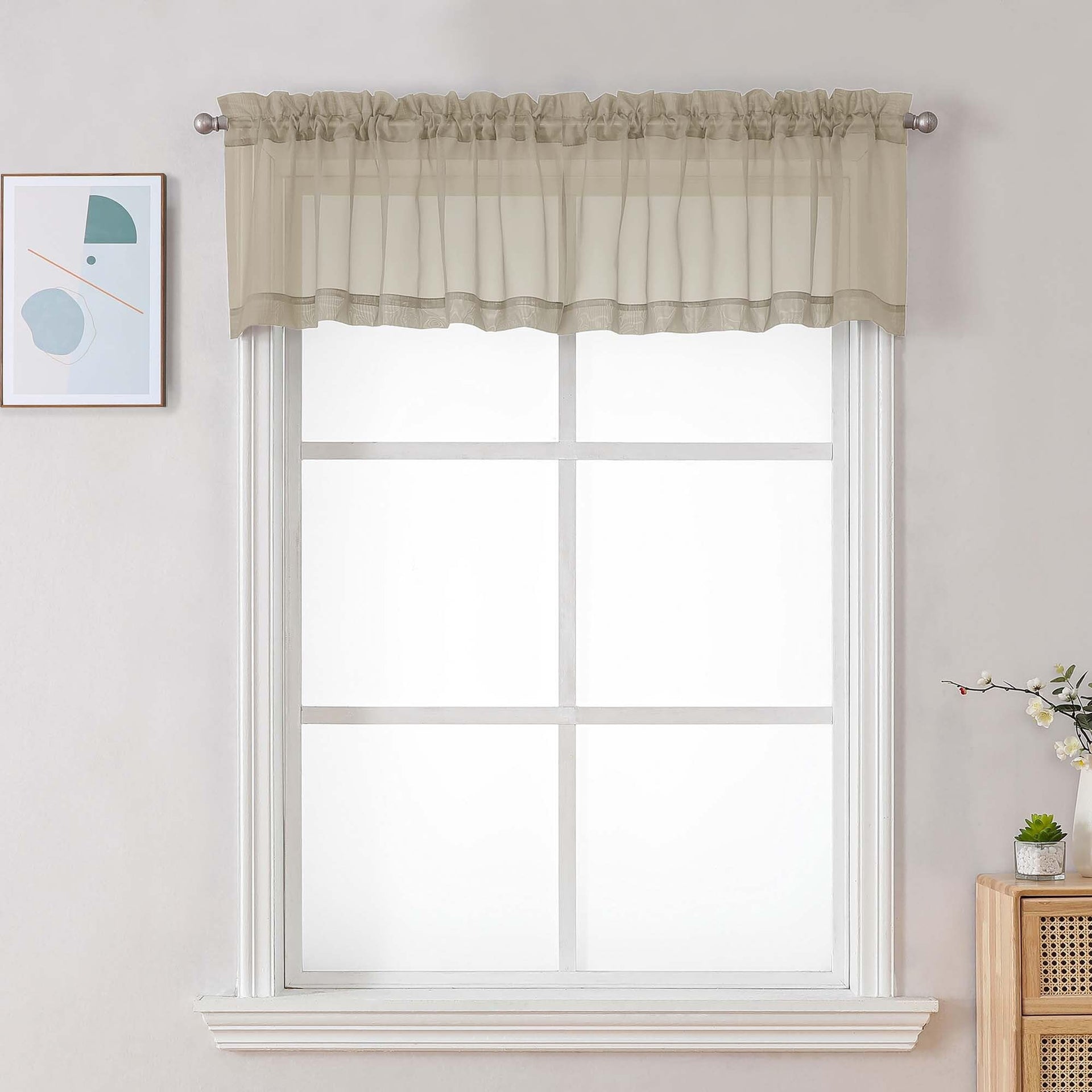 Taupe Sheer Valance for Windows (2 Count)