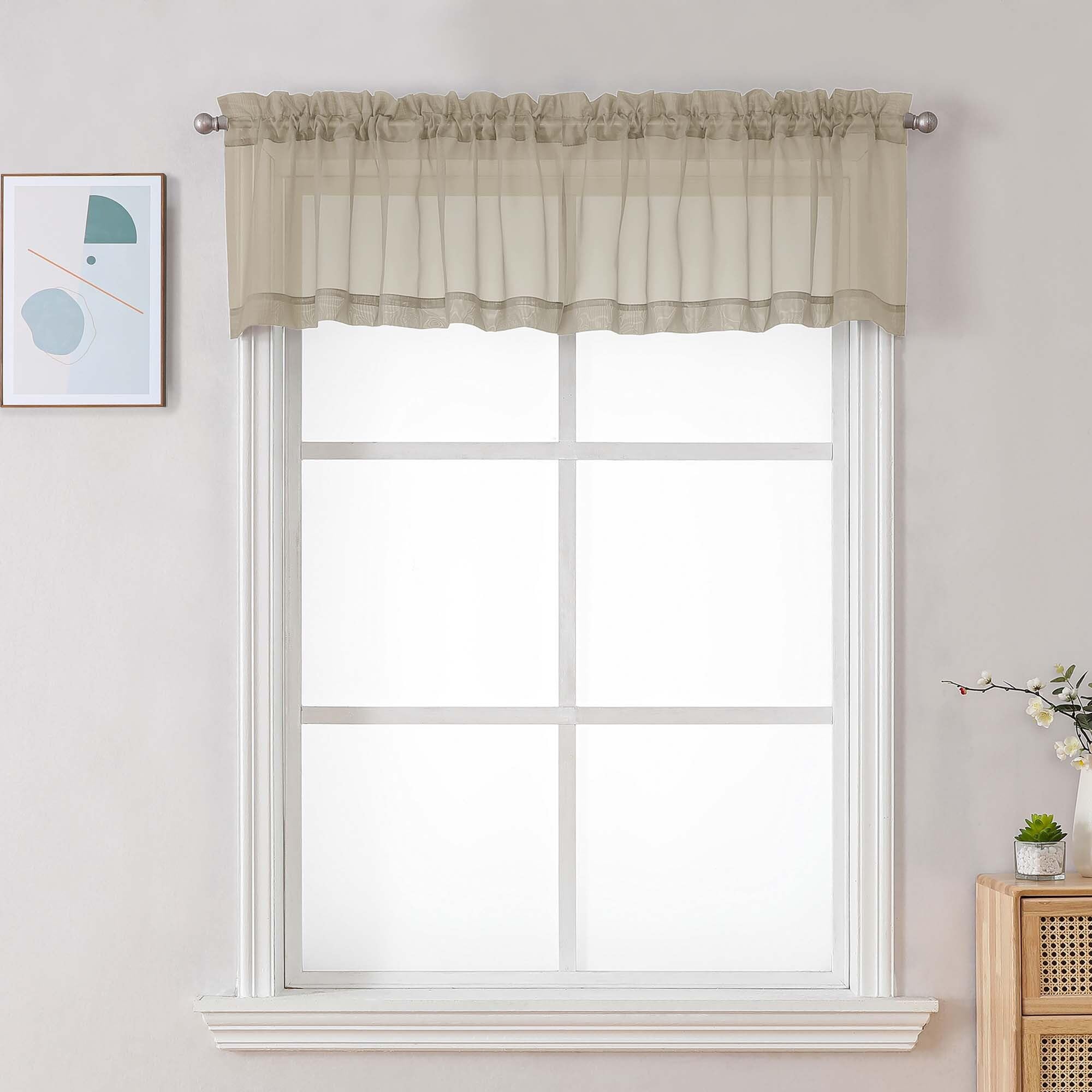 Taupe Sheer Valance for Windows (2 Count)