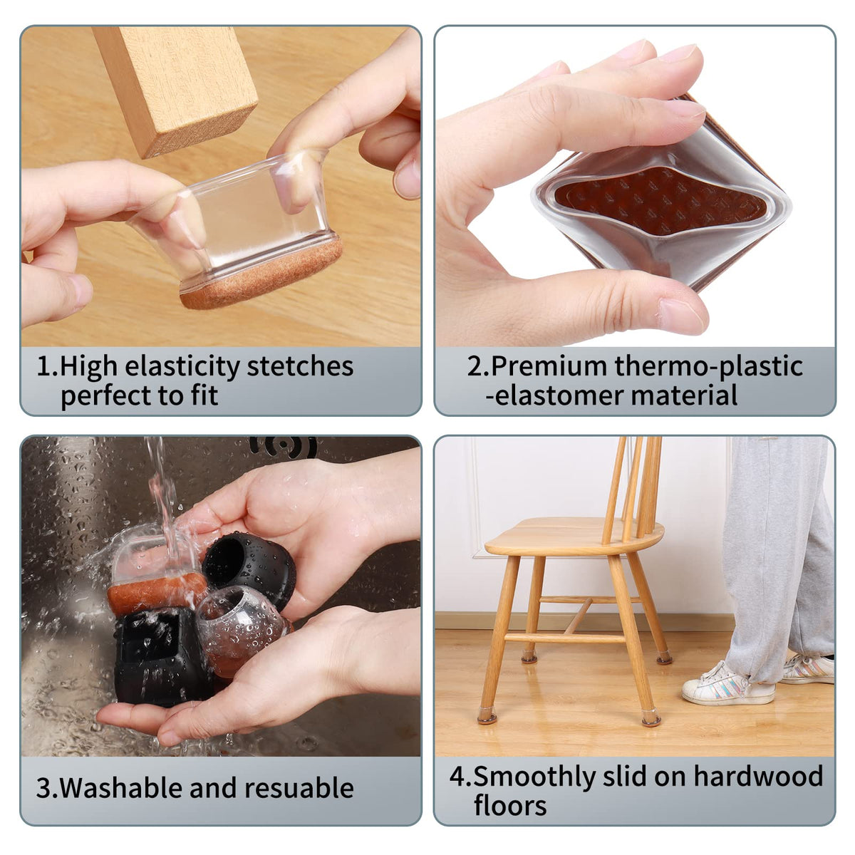 8 Pcs Extra Large Square Chair Leg Floor Protectors (8 Count)