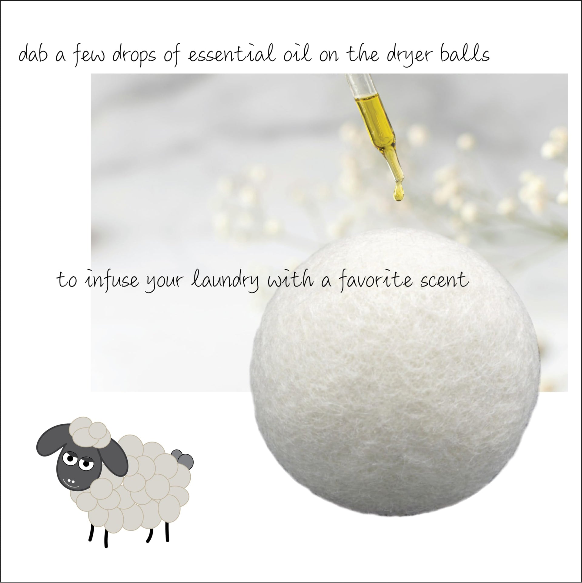 Wool Dryer Balls + Felt Storage Bin (6 Count)