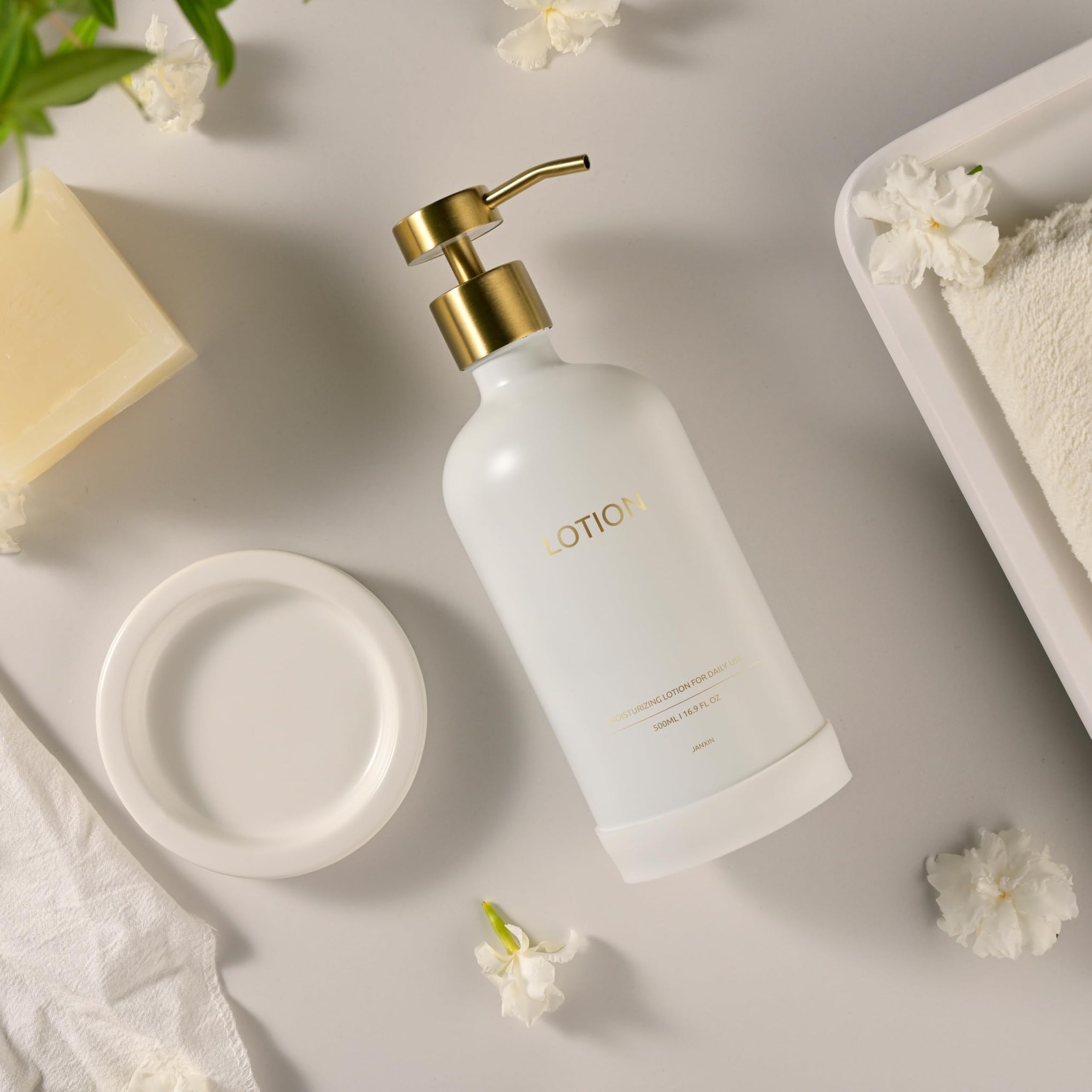 Glass Soap Dispenser Bathroom Set by Janxin