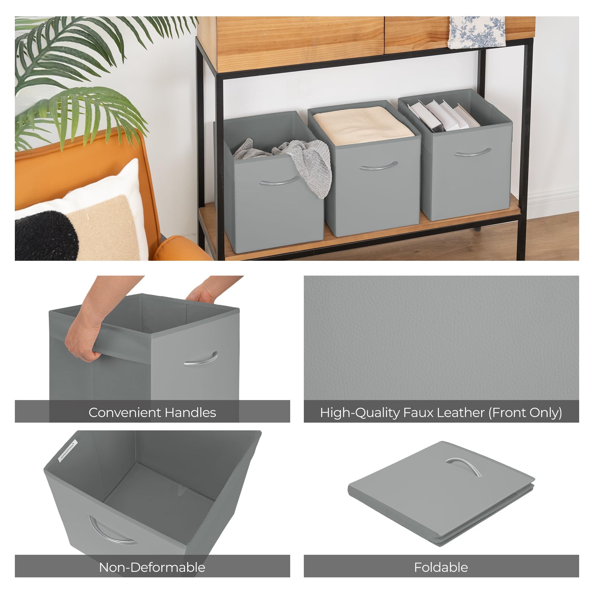 11in Leather Storage Cubes (4 Count)