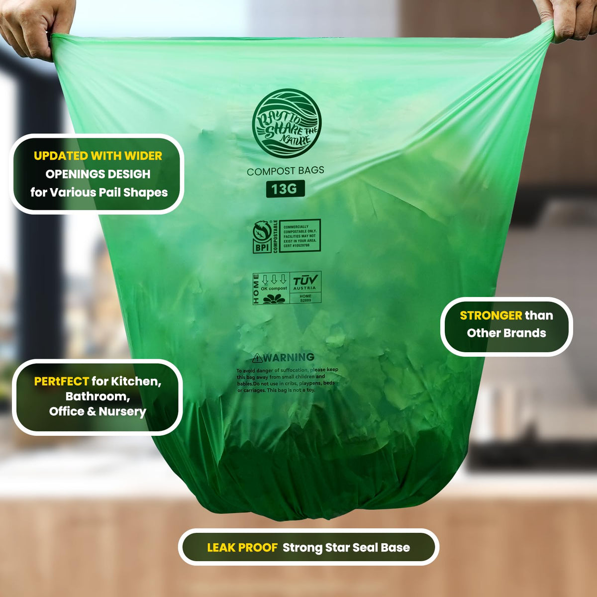 Trash bags 13+ gallon tall kitchen (50 Count)