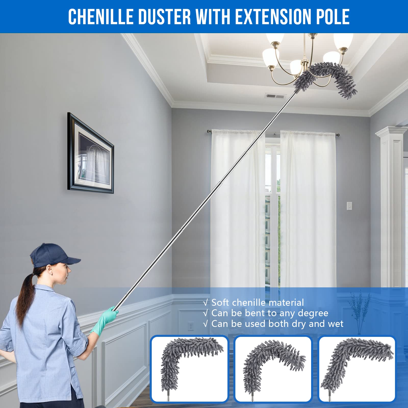 Microfiber Feather Duster Kit with Extension Pole